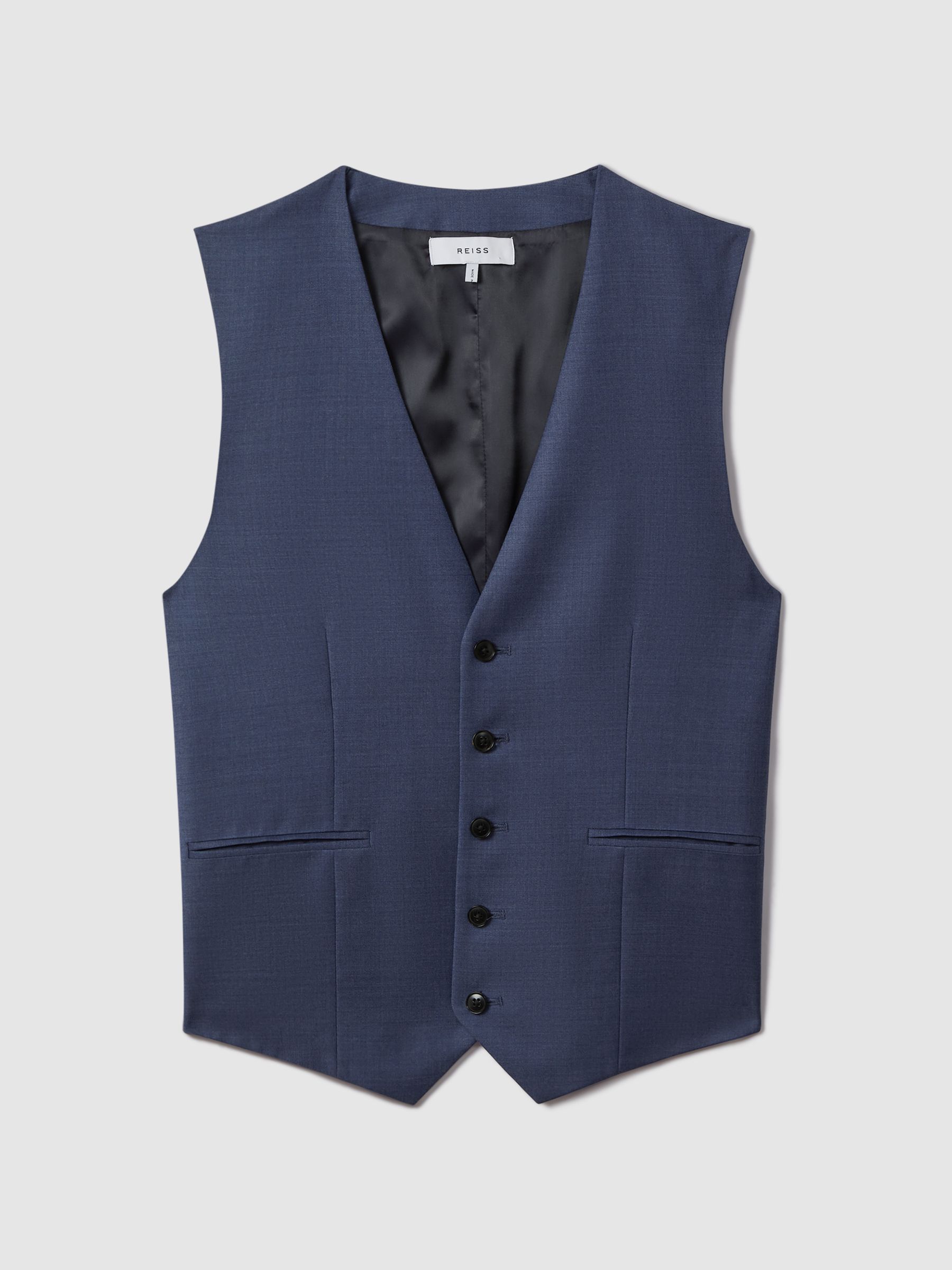 Slim Fit Wool Waistcoat in Bright Blue - Image 2 of 5