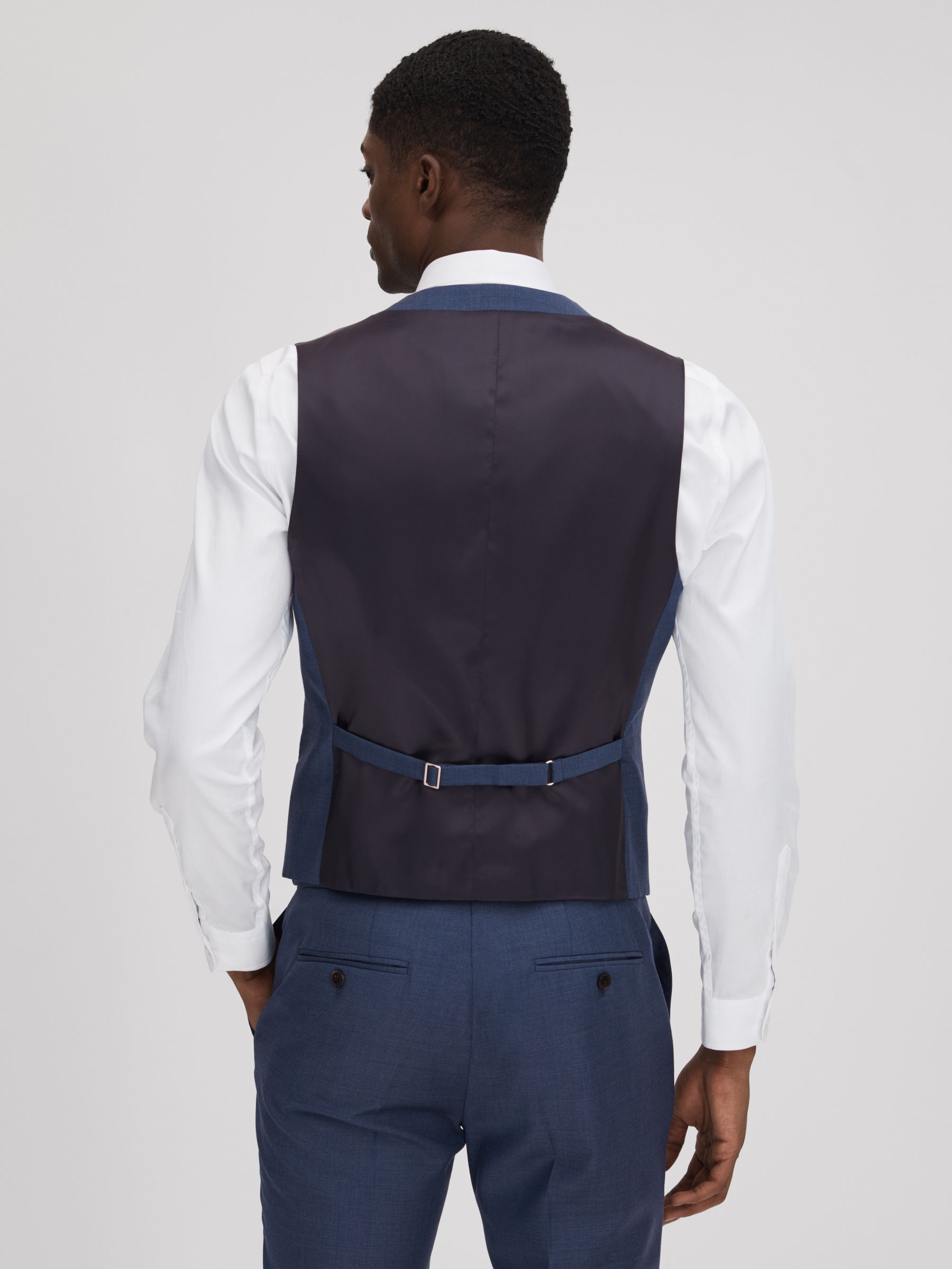 Slim Fit Wool Waistcoat in Bright Blue - Image 5 of 5