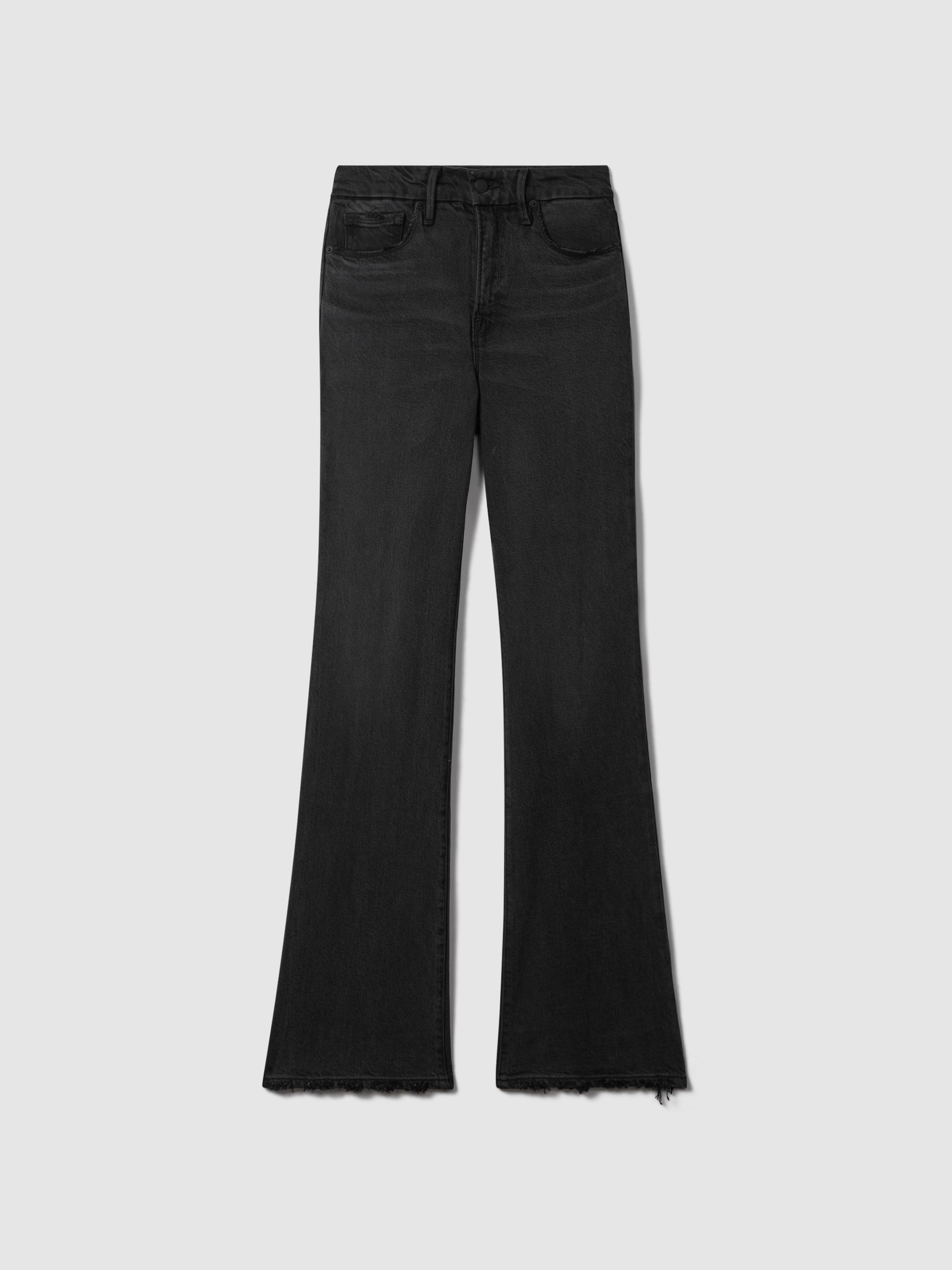 Good American Distressed Hem Bootcut Jeans in Black - Image 2 of 5