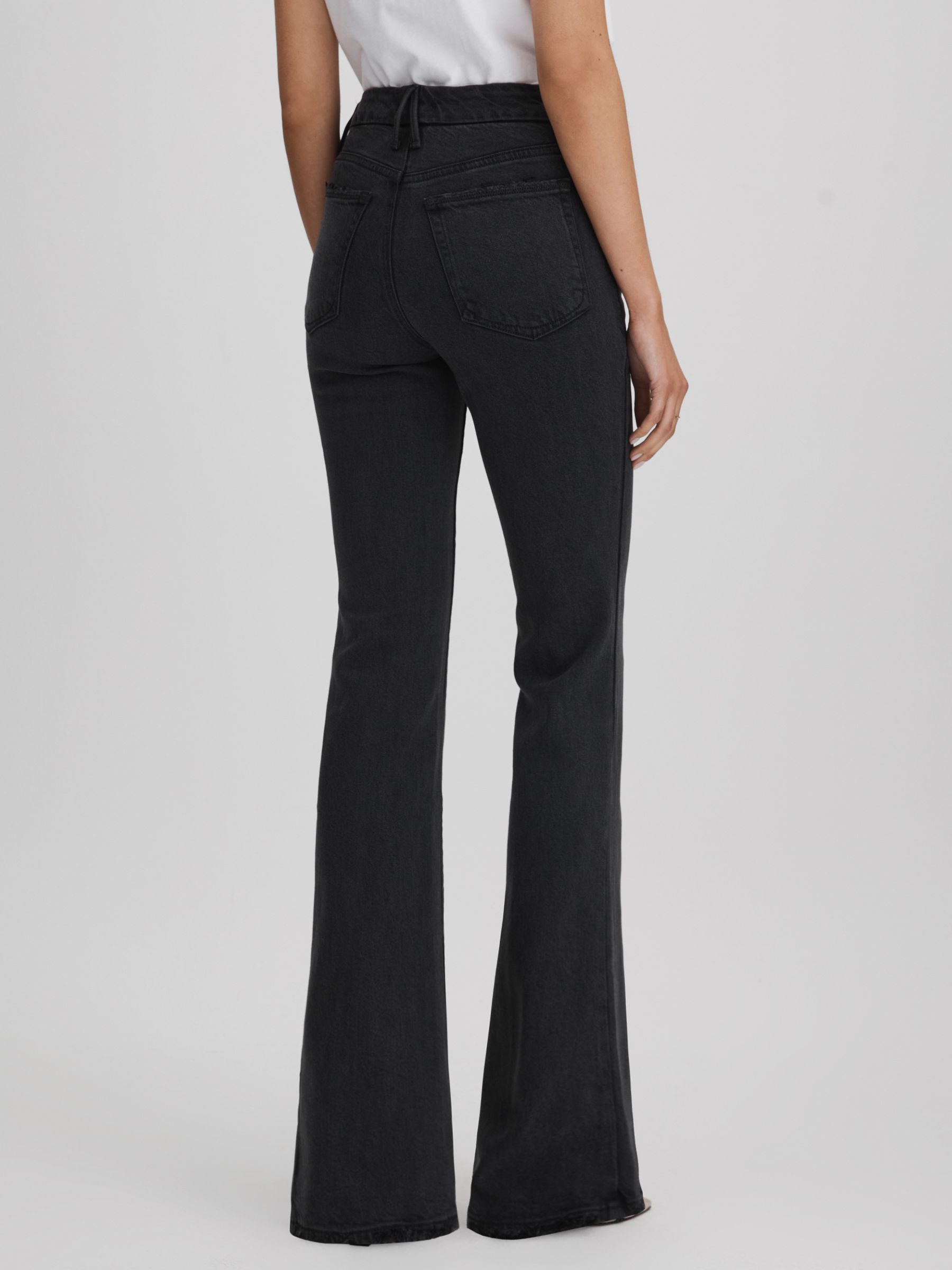 Good American Distressed Hem Bootcut Jeans in Black - Image 5 of 5