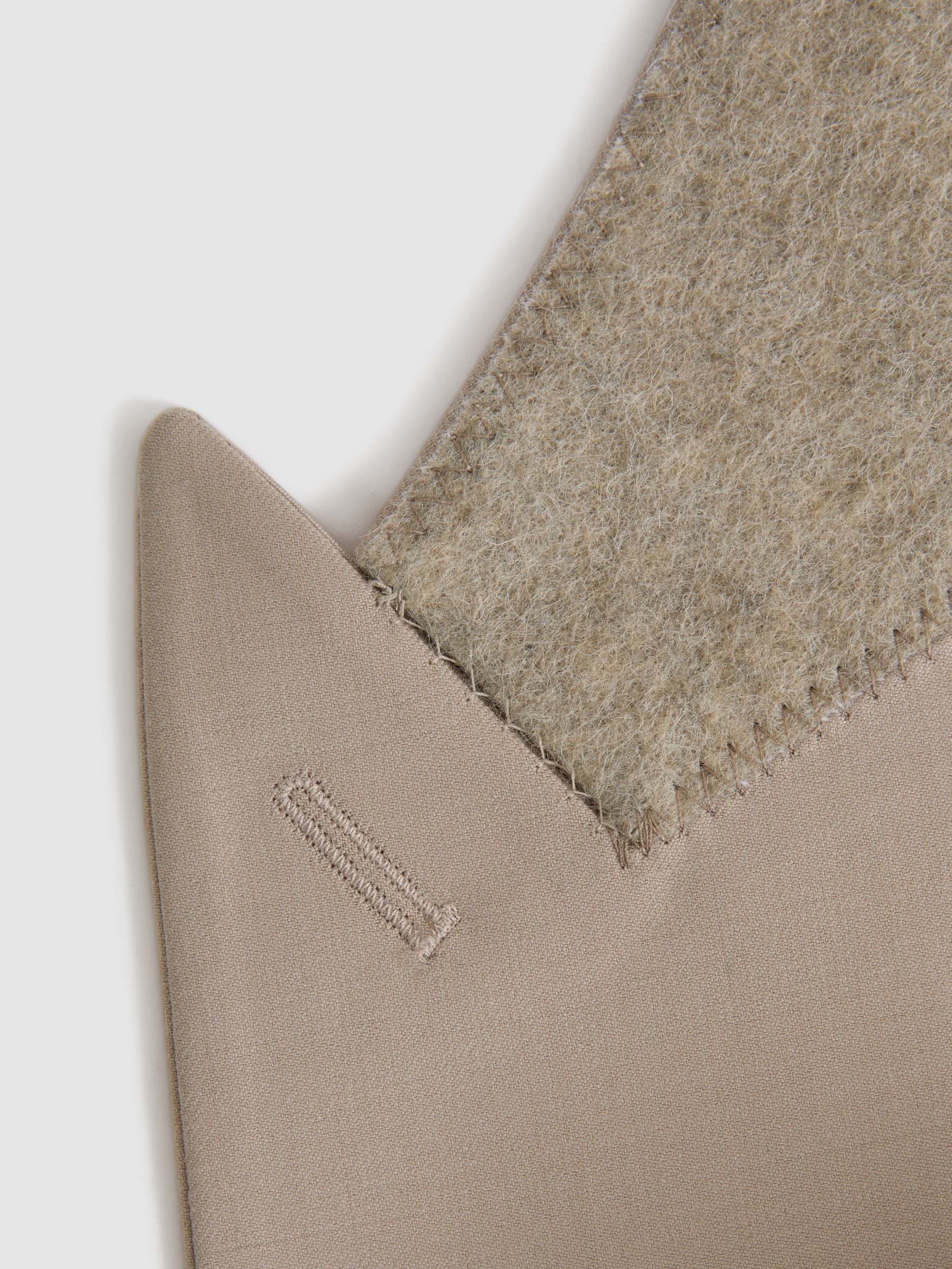 Slim Fit Wool Blend Single Breasted Blazer in Stone - Image 6 of 7