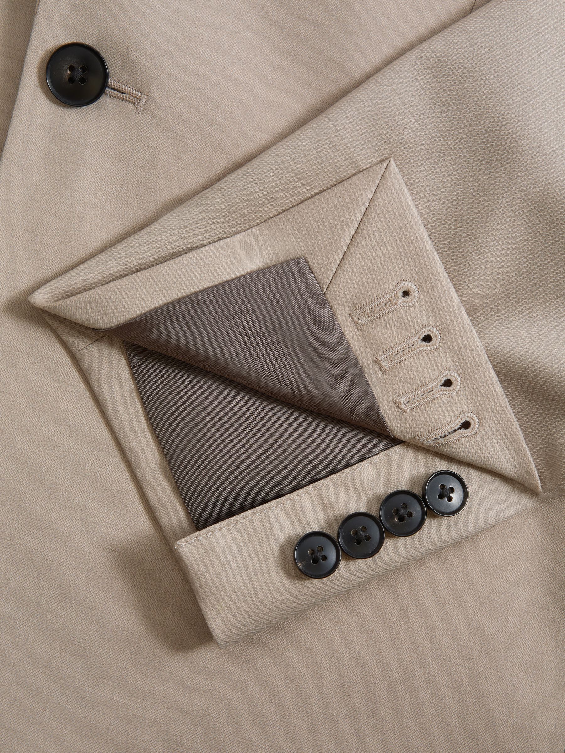 Slim Fit Wool Blend Single Breasted Blazer in Stone - Image 7 of 7
