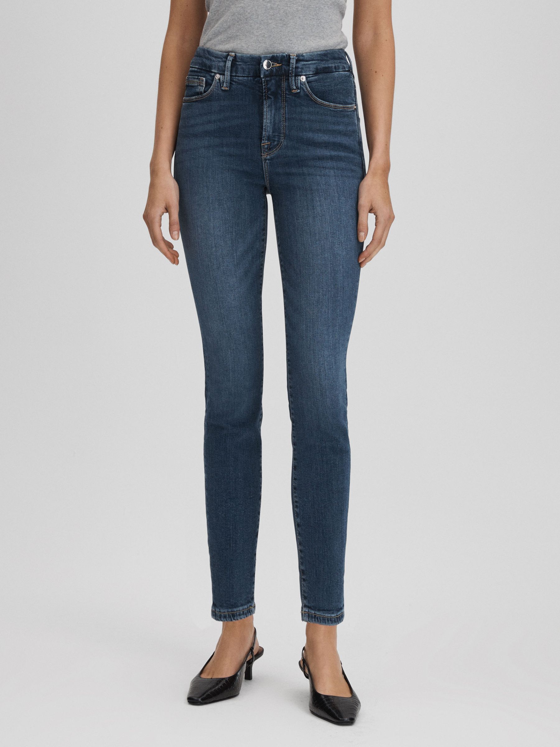 Good American Cropped Skinny Jeans in Blue - Image 1 of 7