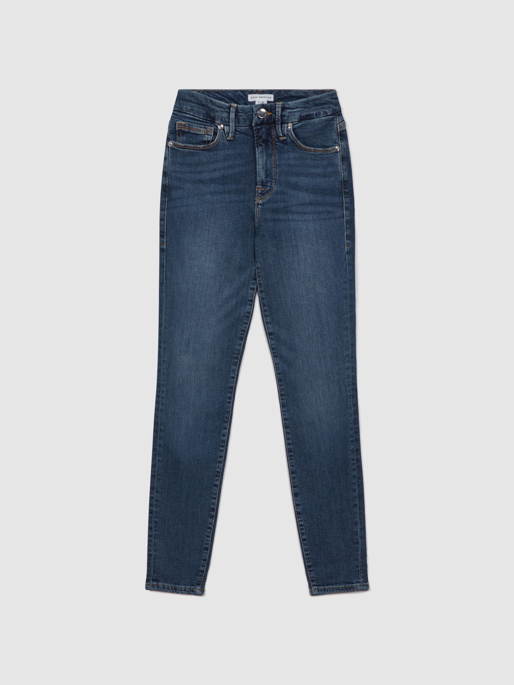 Good American Cropped Skinny Jeans in Blue - Image 2 of 7