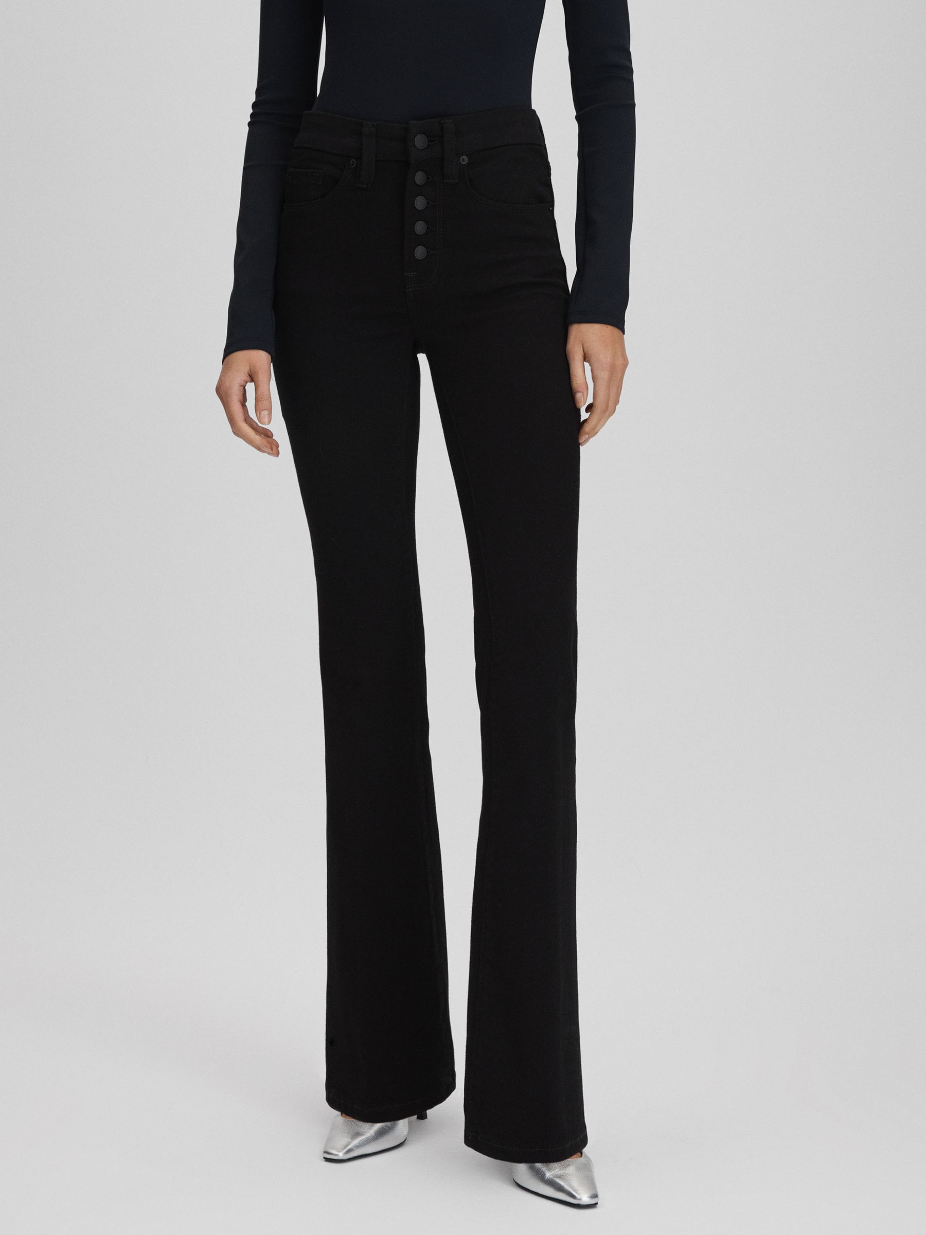 Good American Flared Jeans in Black - Image 1 of 6