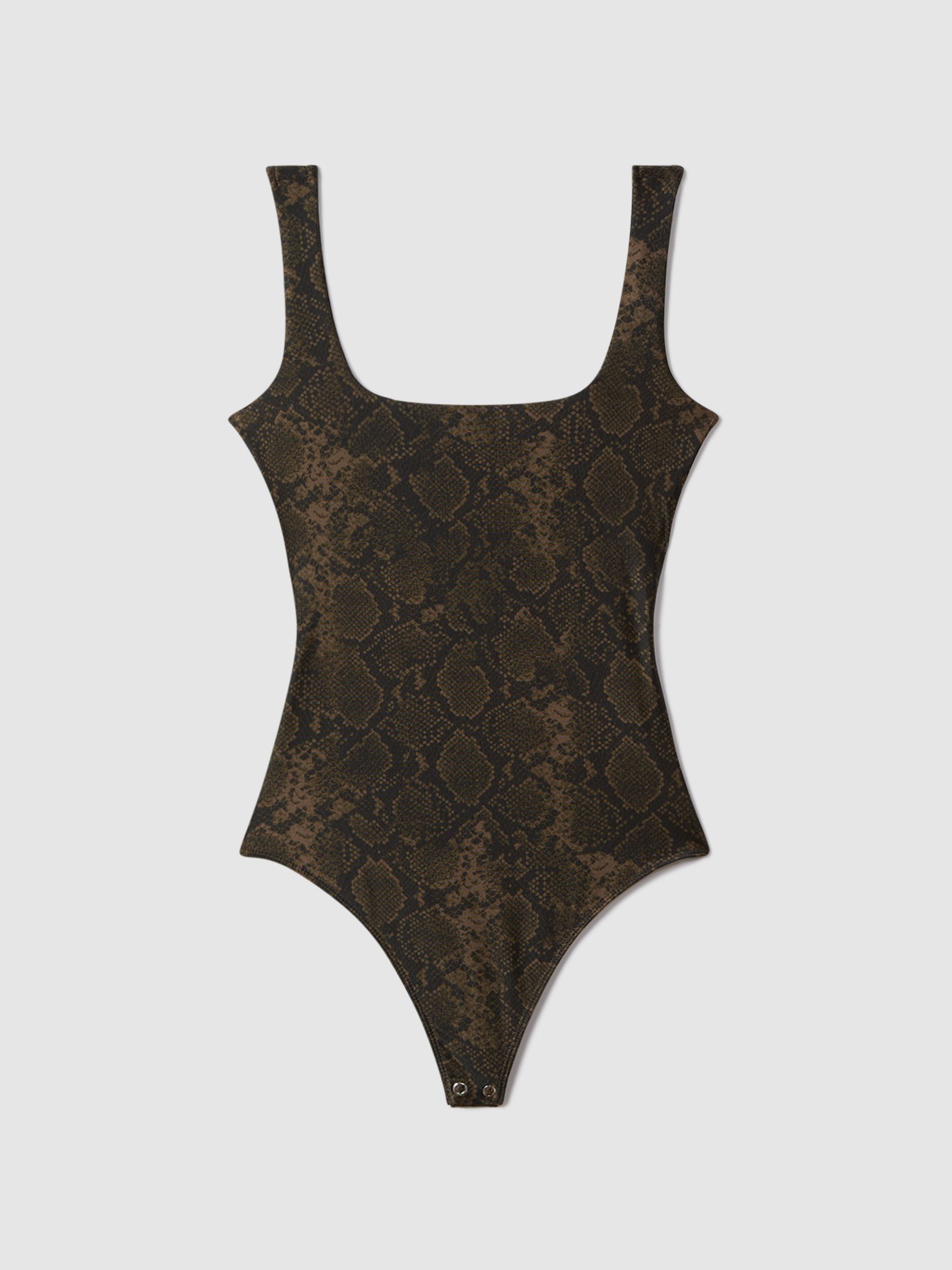 Good American Snake Print Thong Bodies in Mocha Python - Image 6 of 7