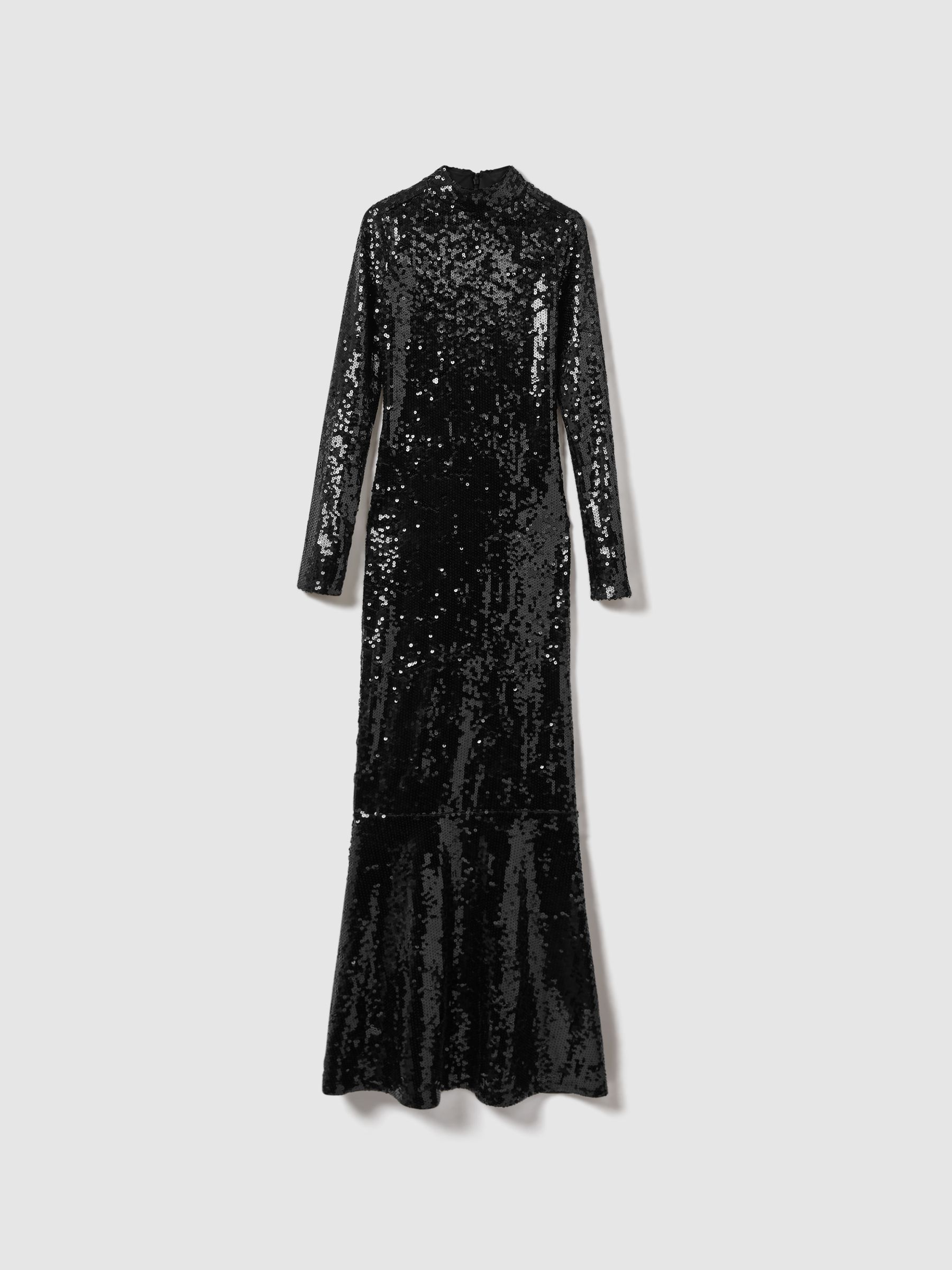 Good American Sequin Funnel Neck Maxi Dress in Black - Image 2 of 6