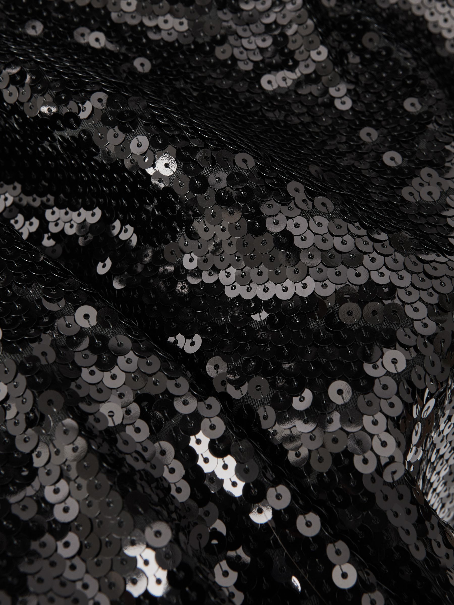 Good American Sequin Funnel Neck Maxi Dress in Black - Image 6 of 6