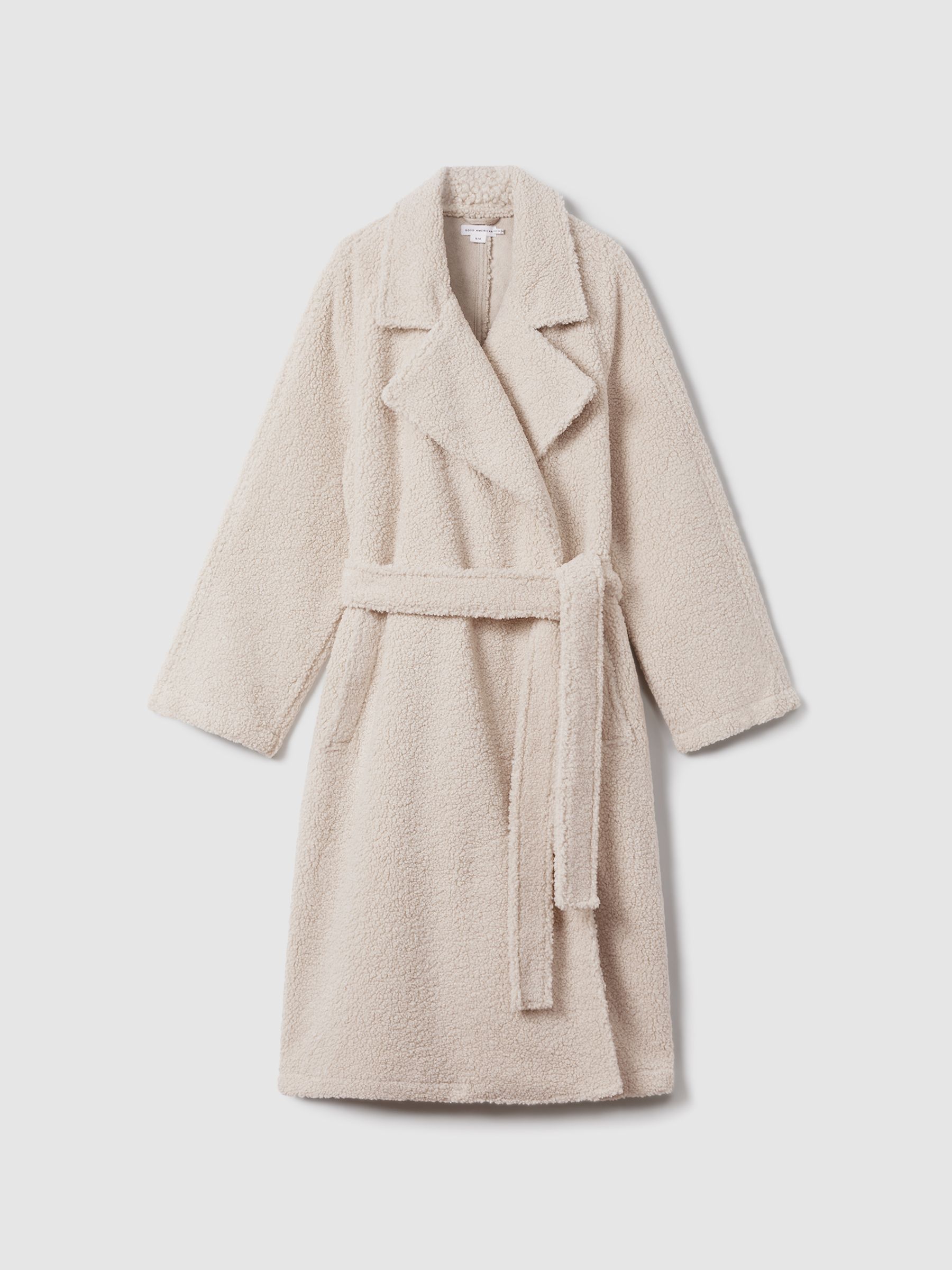 Good American Oversized Sherpa Trench Coat in Bone - Image 2 of 6
