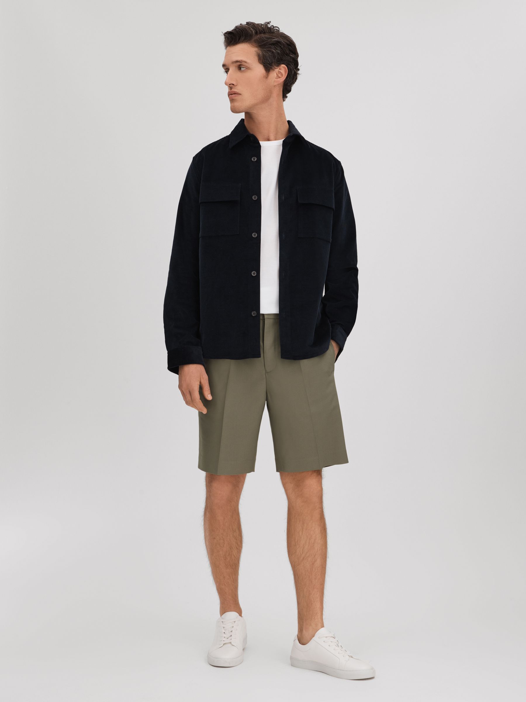 Relaxed Drawstring Shorts in Sage - Image 3 of 6