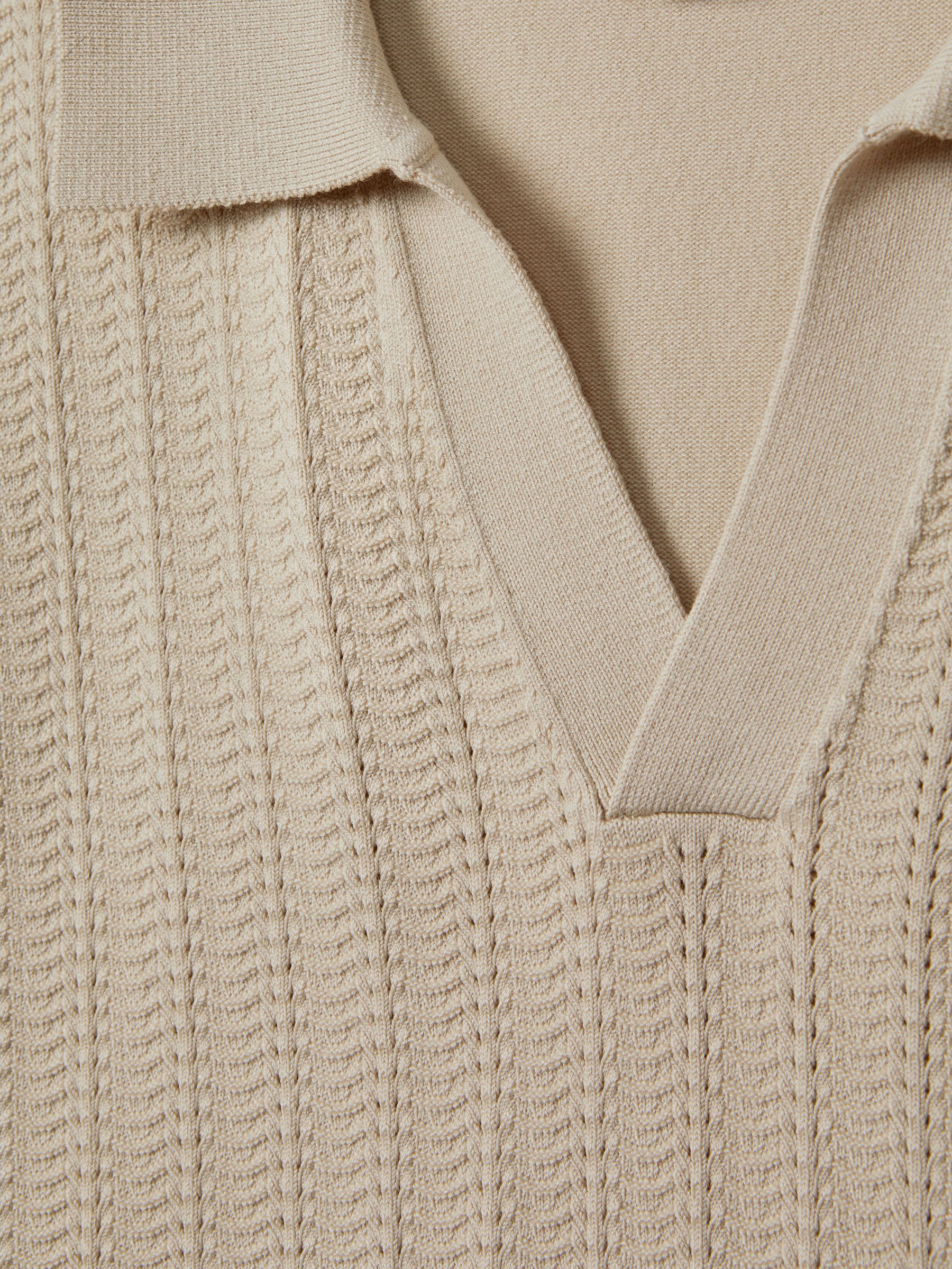 Textured Modal Blend Open Collar Shirt in Stone - Image 7 of 7