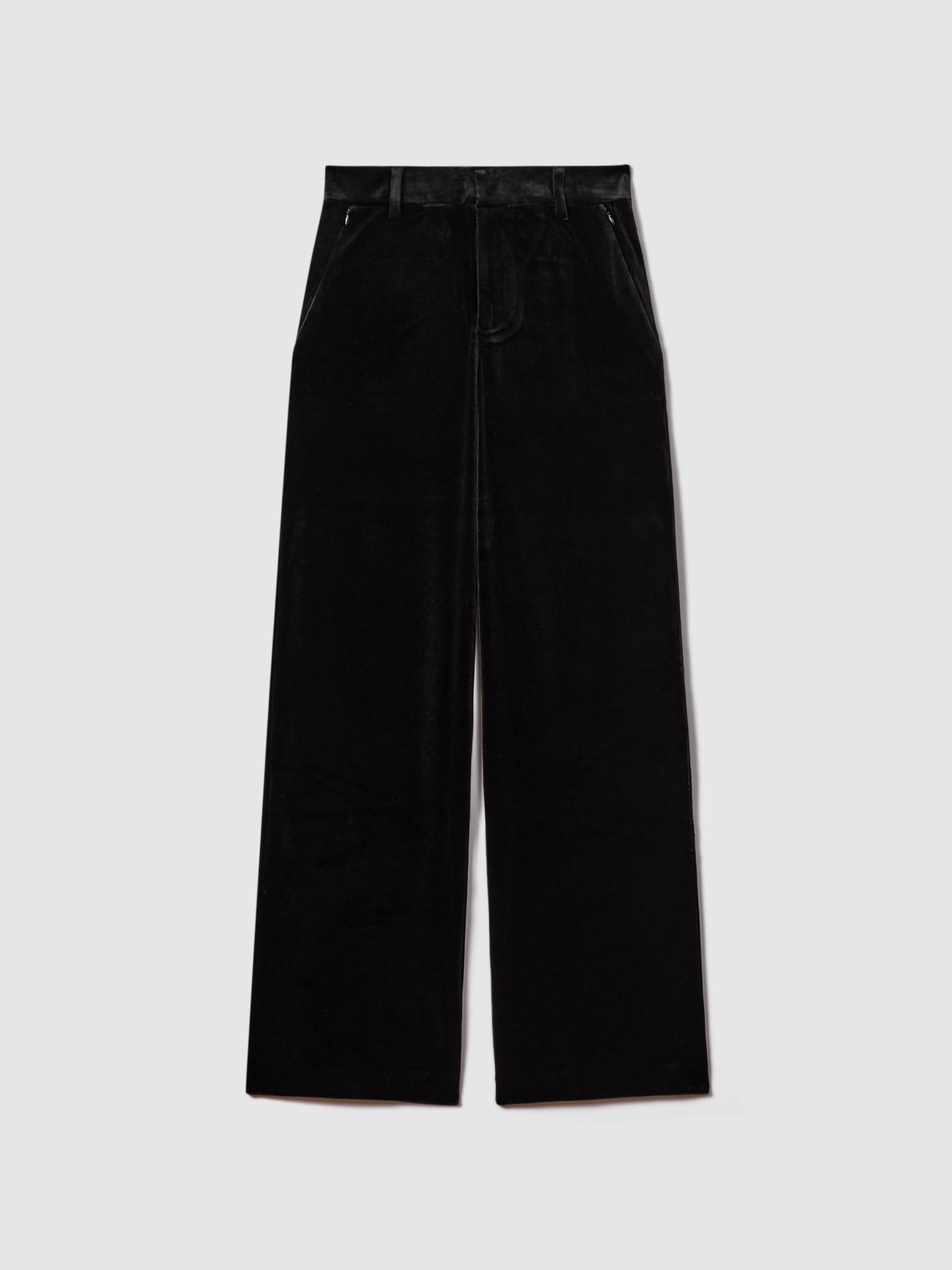 Good American Velvet Wide Leg Suit Trousers in Black - Image 2 of 7