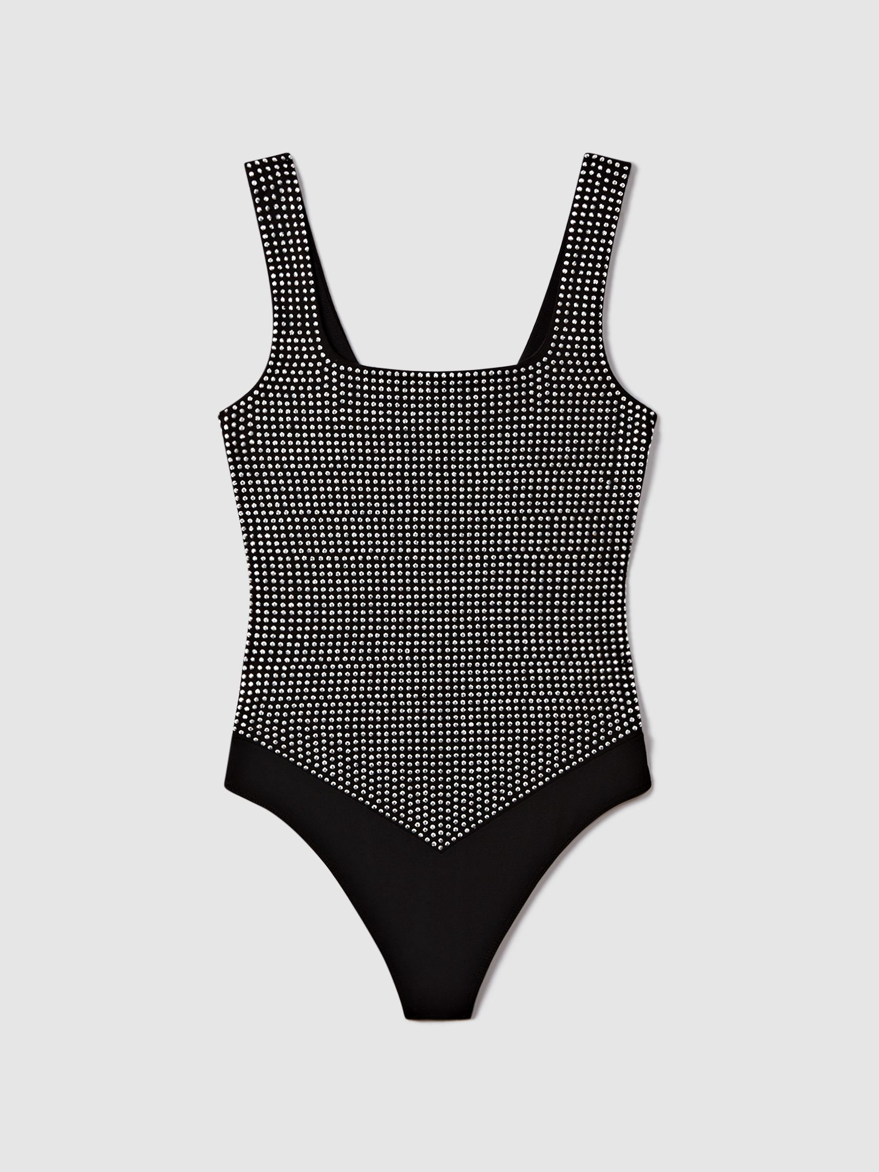 Good American Embellished Square Neck Thong Bodies in Black - Image 2 of 7