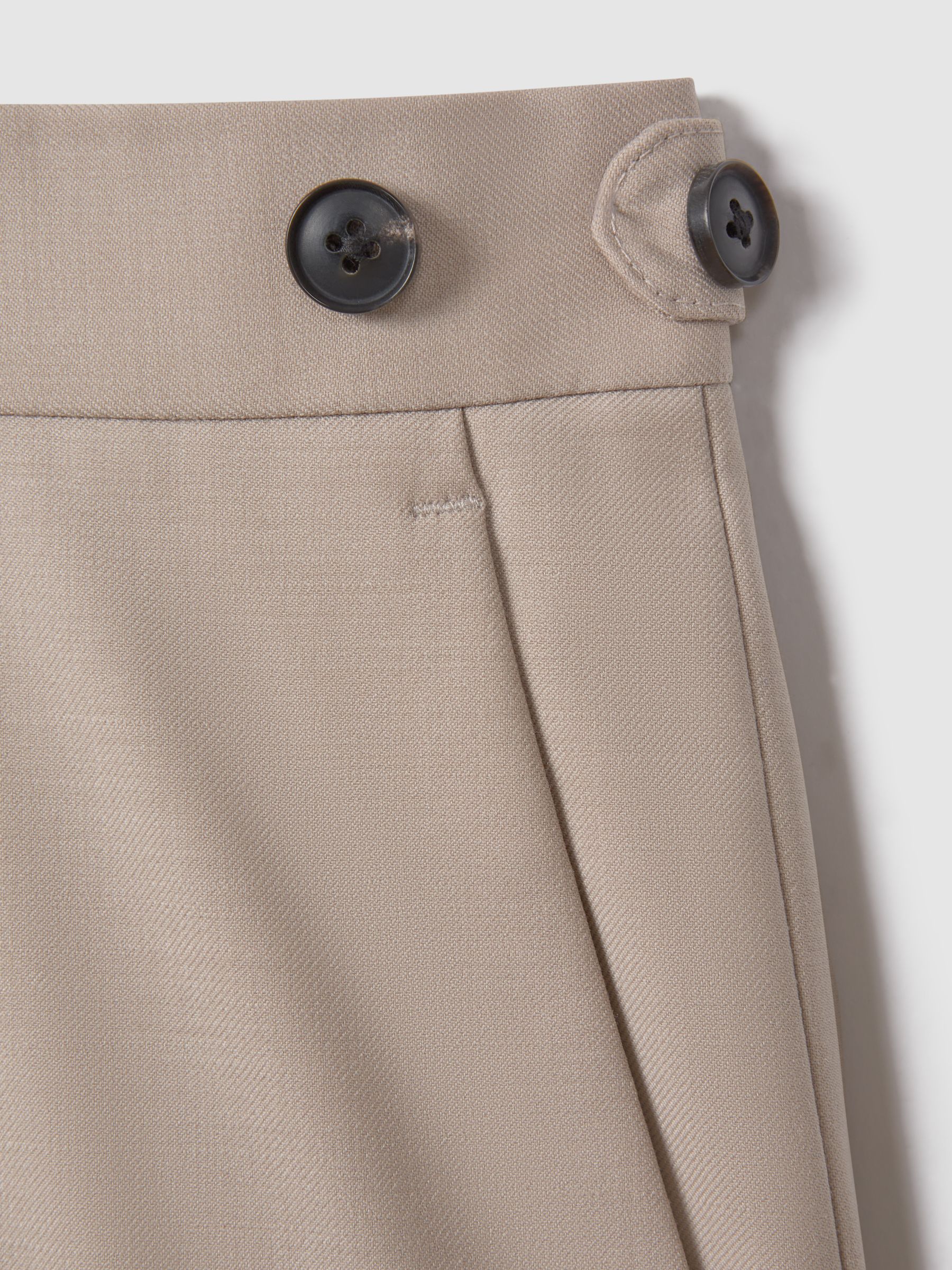 Slim Fit Wool Blend Adjuster Trousers in Stone - Image 6 of 6