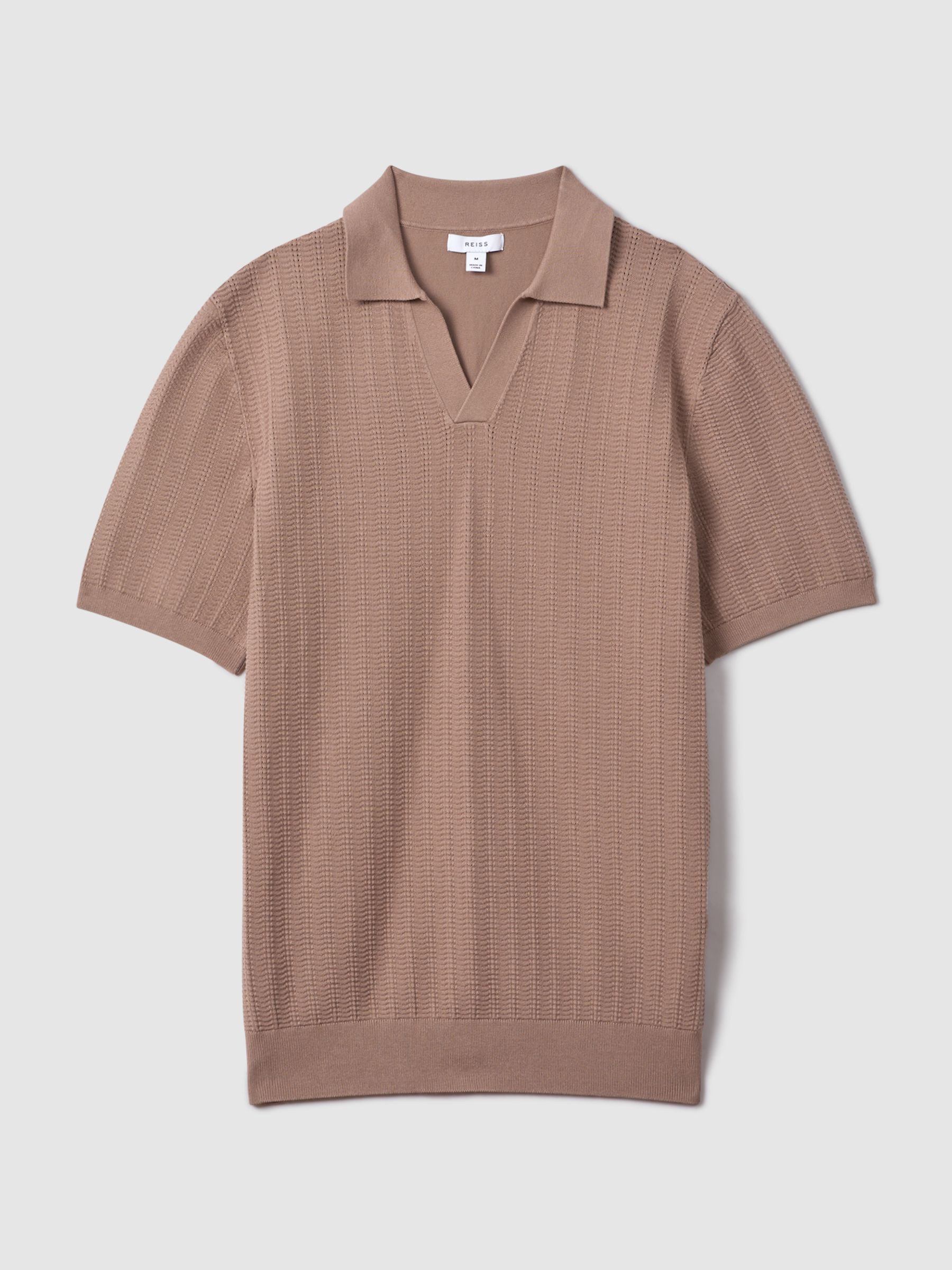 Textured Modal Blend Open Collar Shirt in Dusty Pink - Image 2 of 6