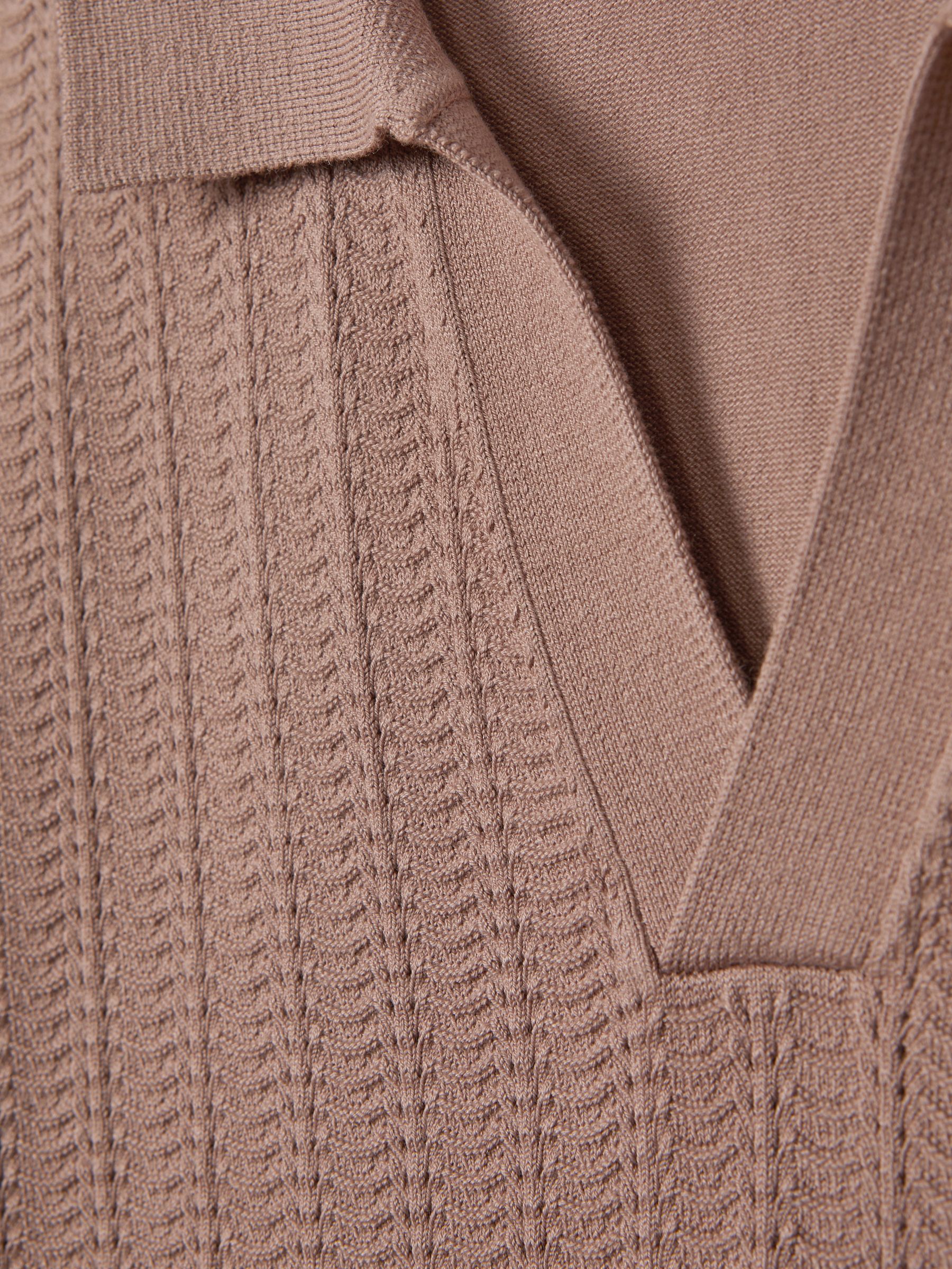 Textured Modal Blend Open Collar Shirt in Dusty Pink - Image 6 of 6