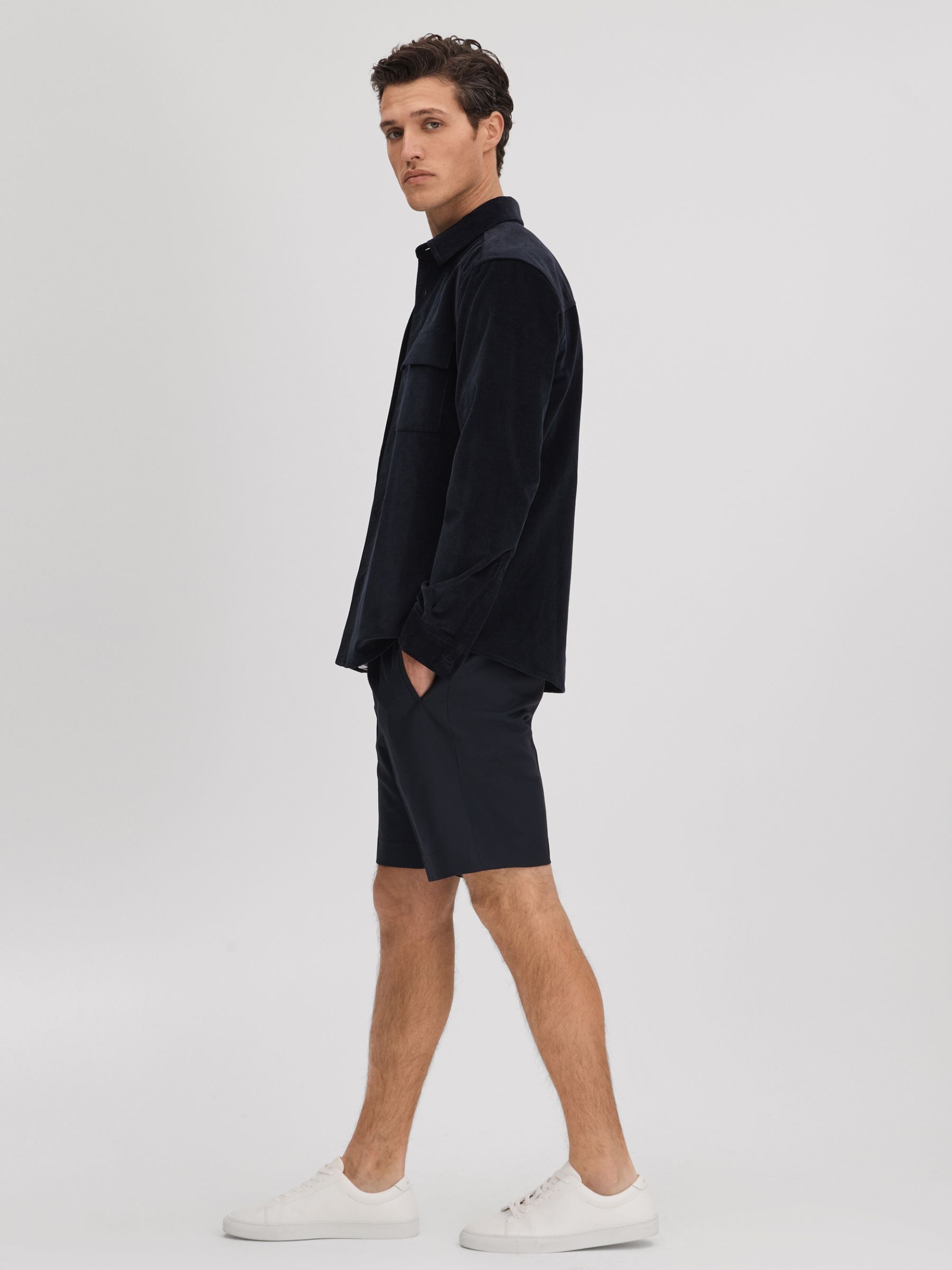 Relaxed Drawstring Shorts in Navy - Image 3 of 6
