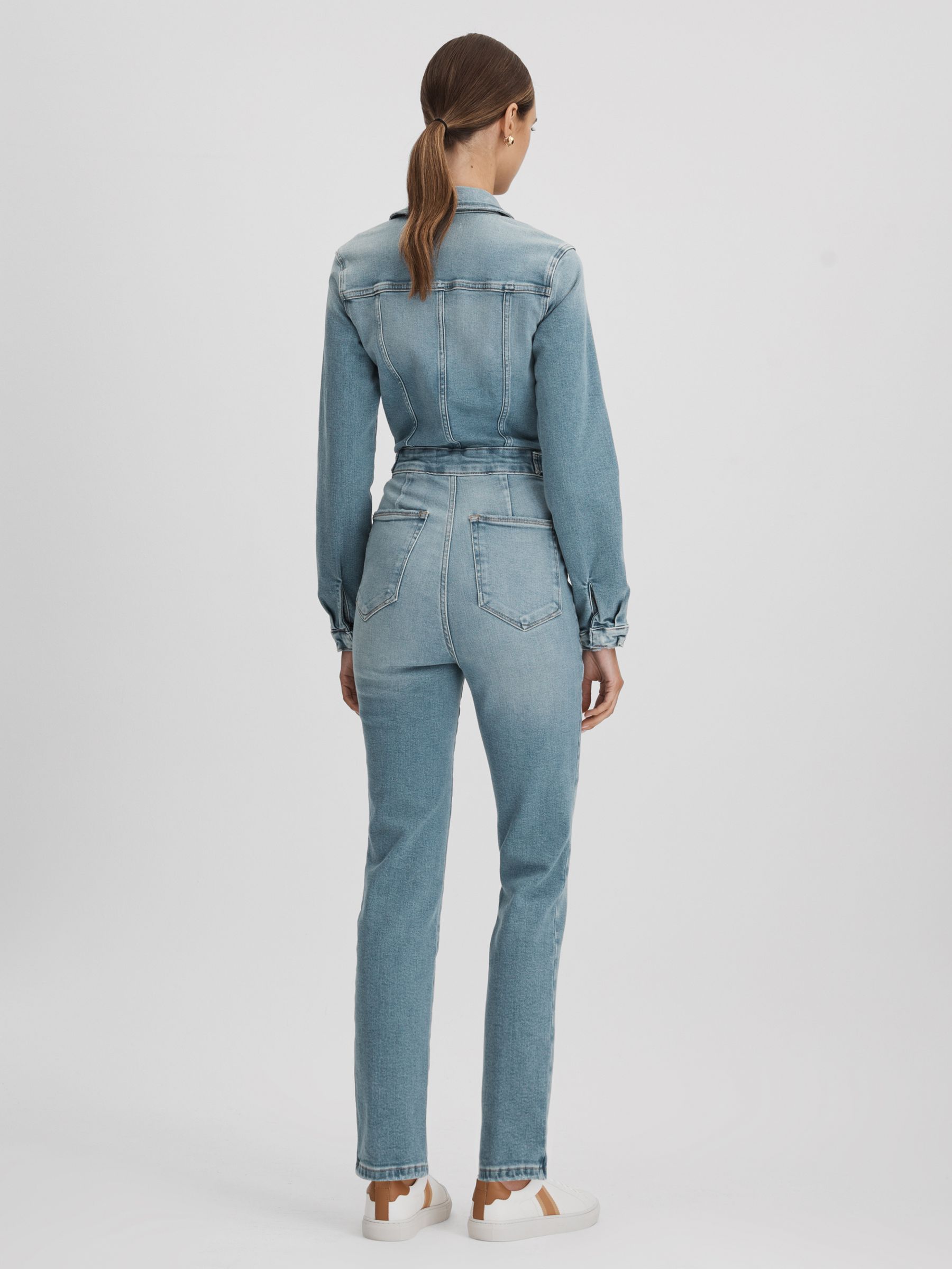 Good American Denim Long Sleeve Jumpsuit in Blue - Image 5 of 6