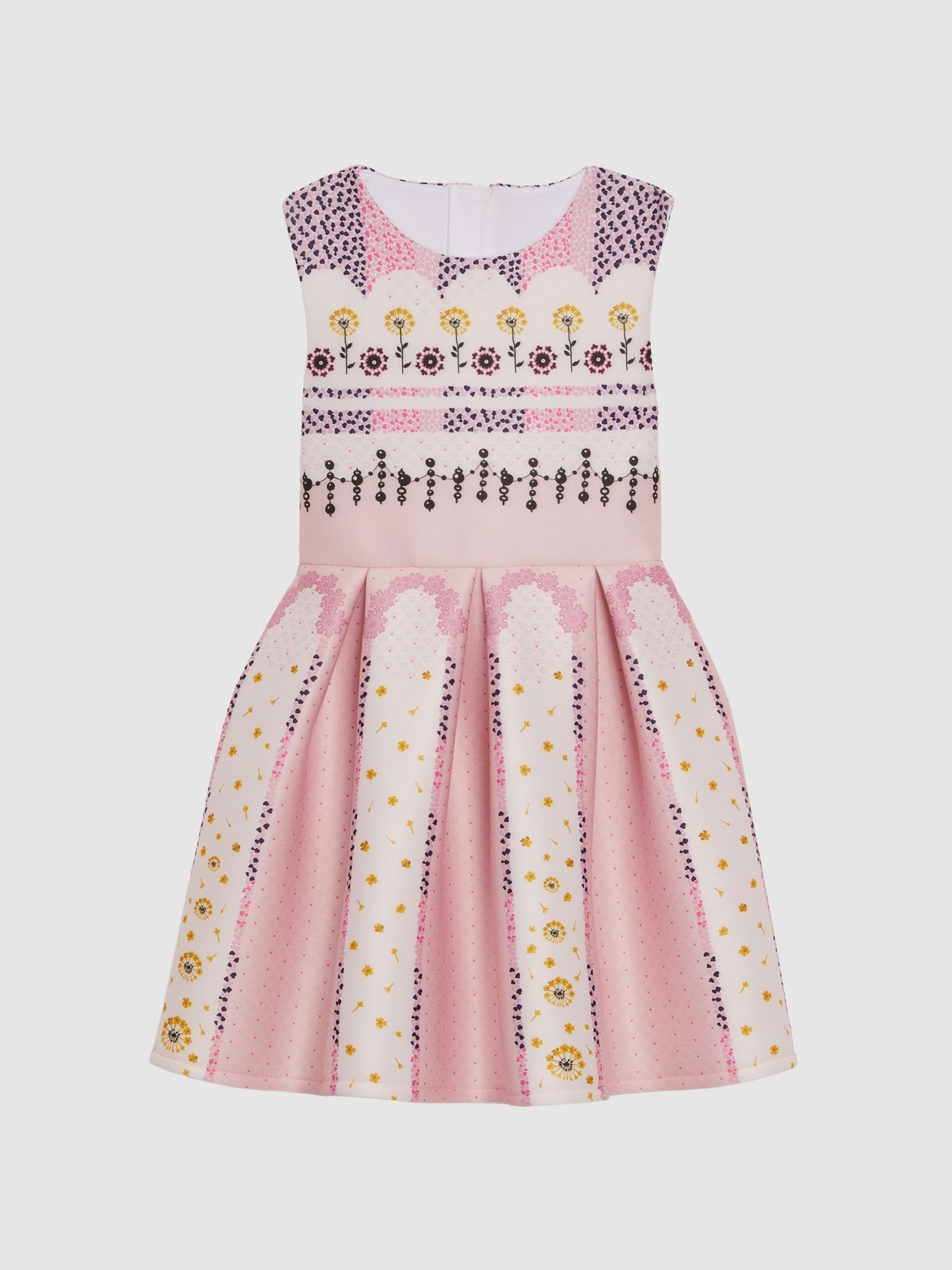 Scuba Floral Print Dress in Pink - Image 2 of 6
