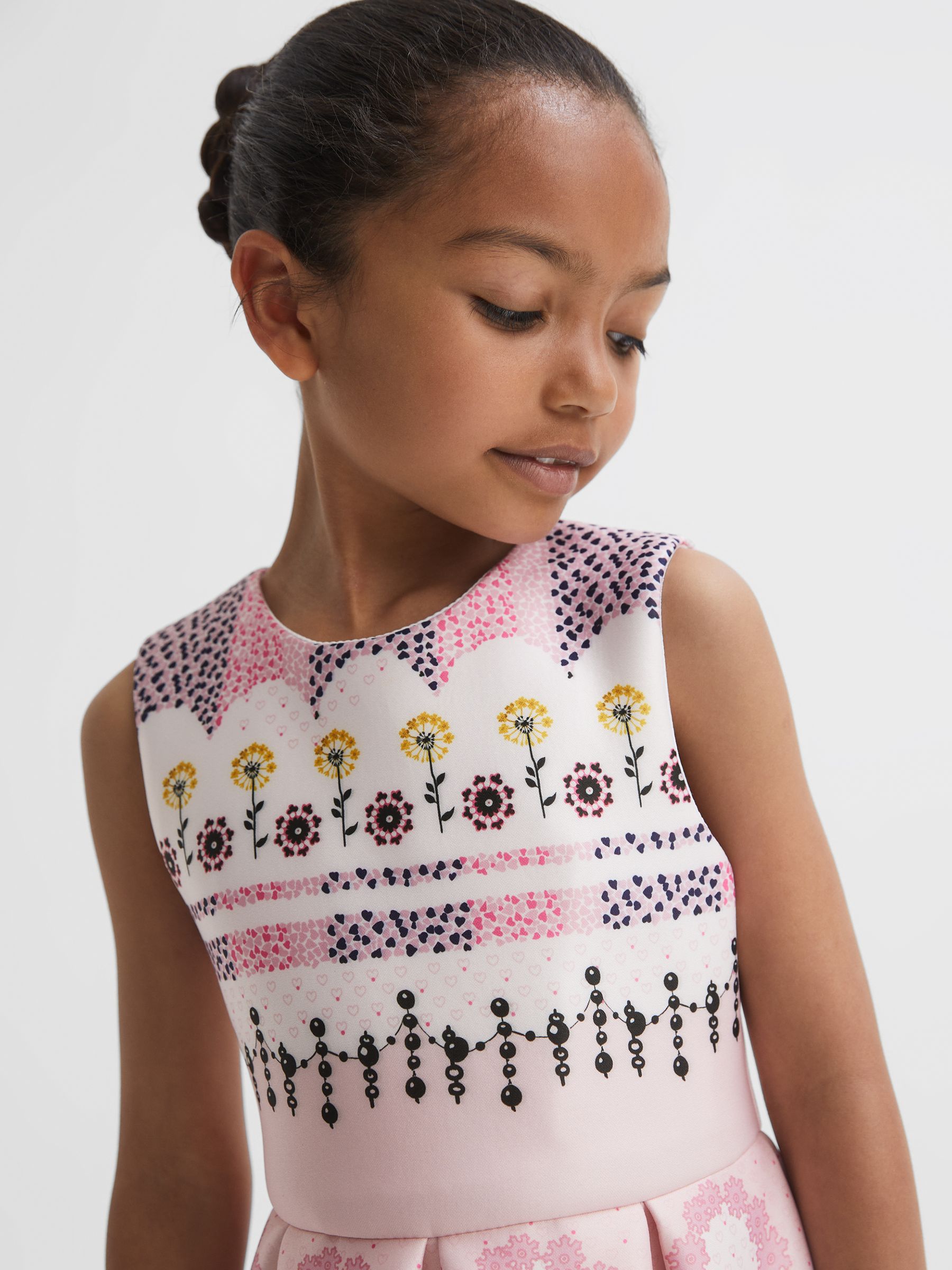 Scuba Floral Print Dress in Pink - Image 4 of 6