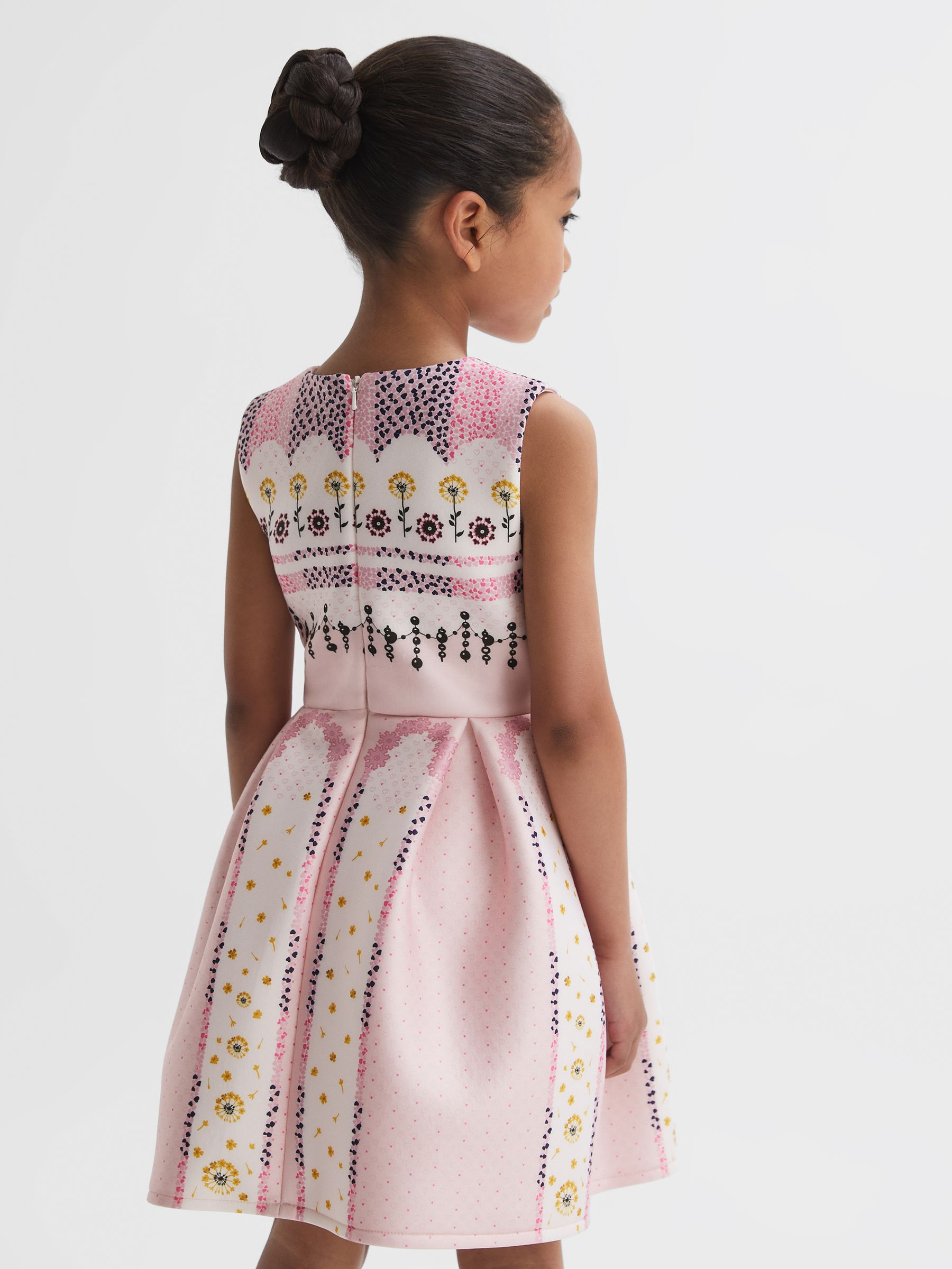 Scuba Floral Print Dress in Pink - Image 5 of 6