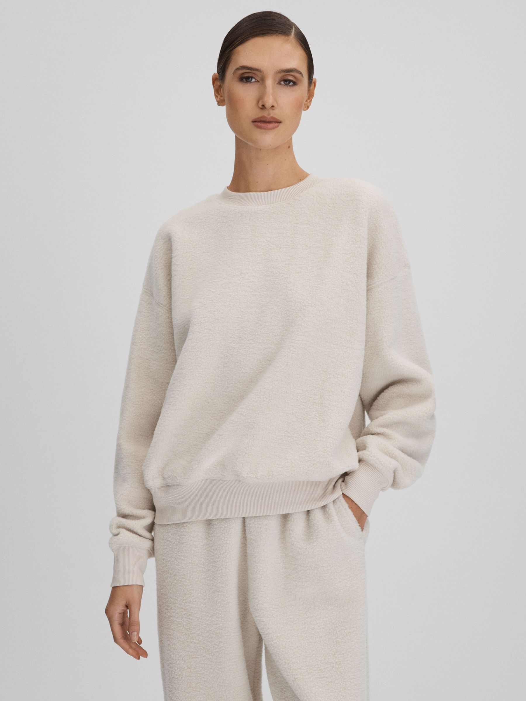 Good American Tusk White Good American Sherpa Crew Neck Jumper - Image 1 of 6