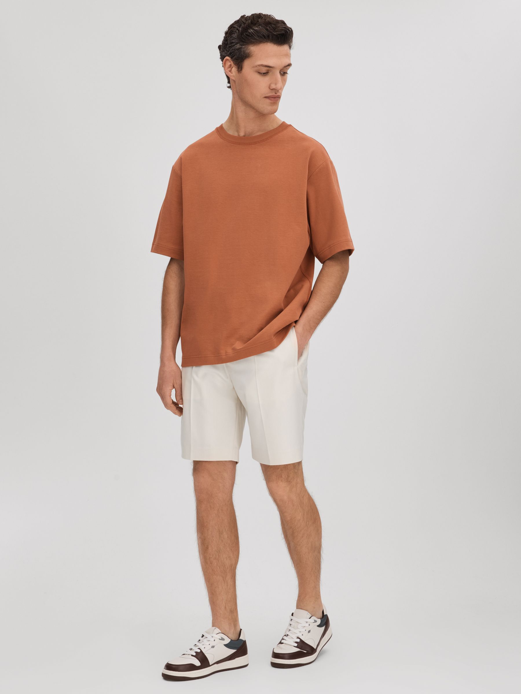 Relaxed Drawstring Shorts in White - Image 3 of 6