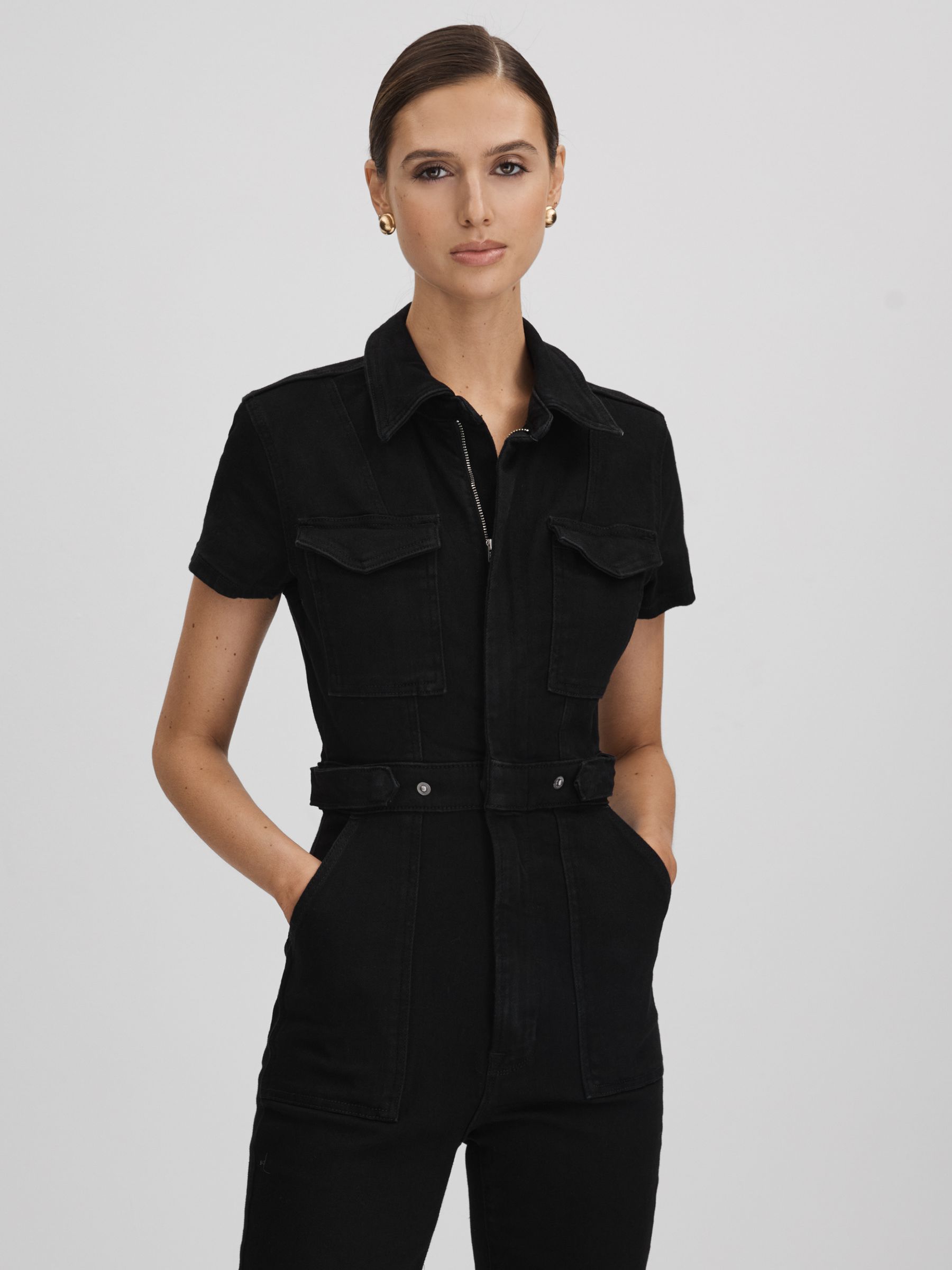 Denim Jumpsuit in Black - Image 3 of 6