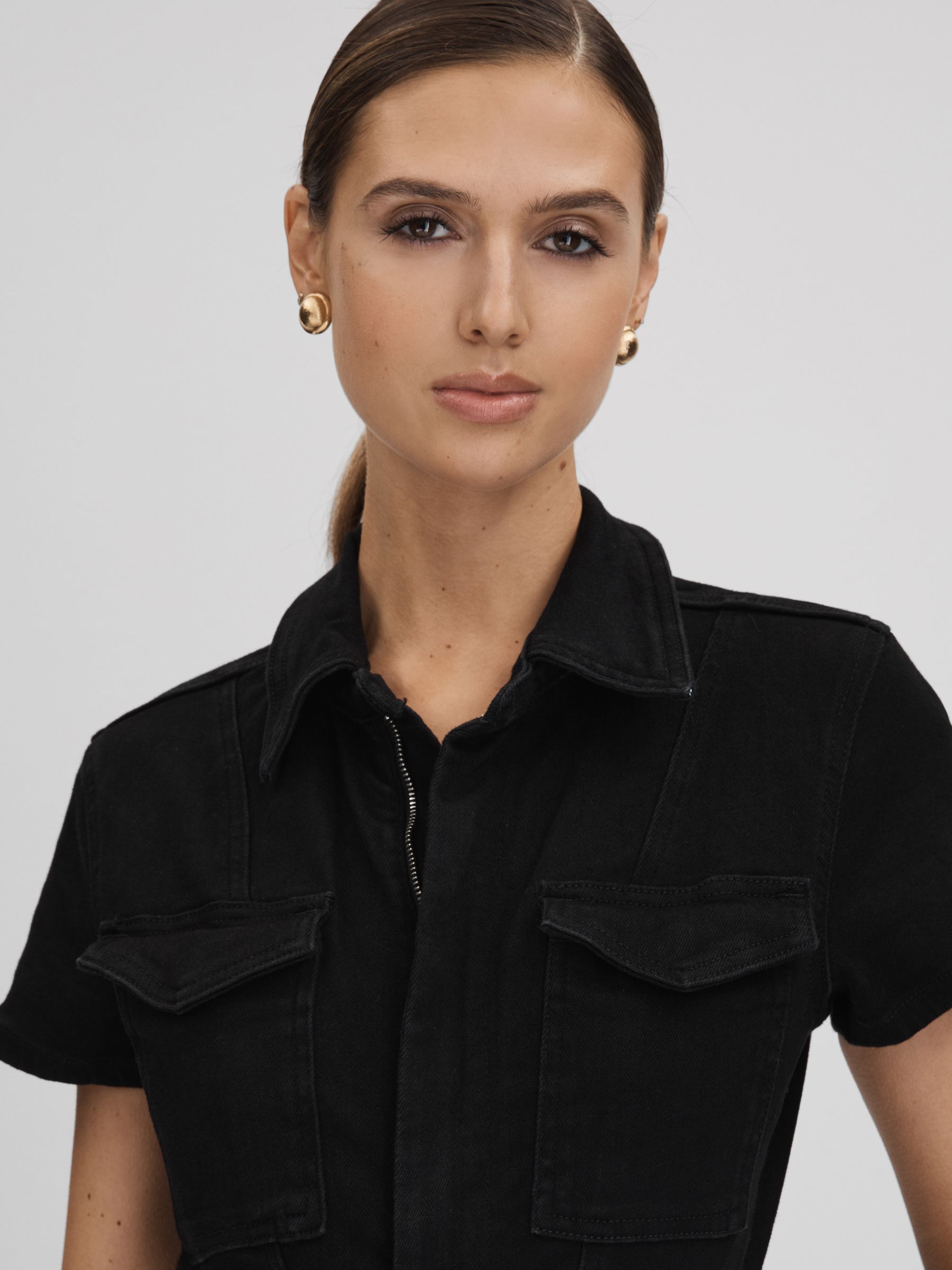 Denim Jumpsuit in Black - Image 4 of 6
