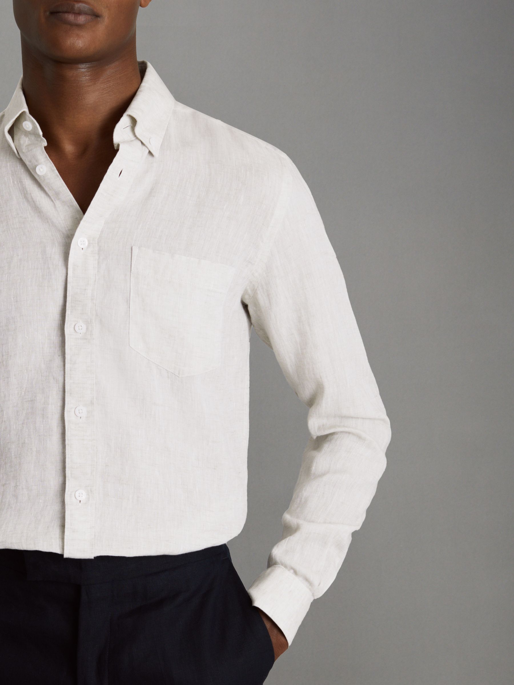 Queens Stone 100% Linen Button-Down Collar Shirt - Image 4 of 6