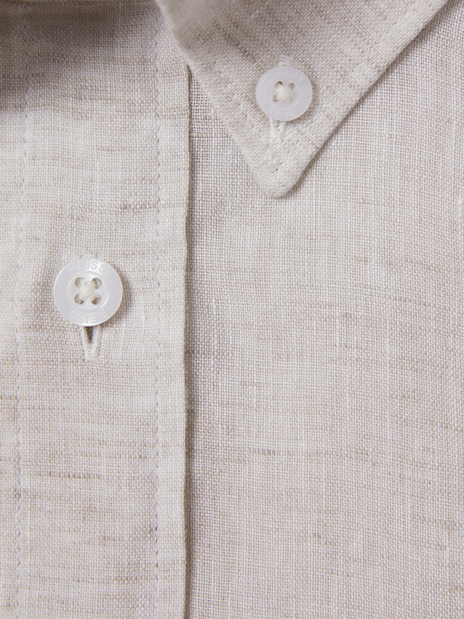 Queens Stone 100% Linen Button-Down Collar Shirt - Image 6 of 6