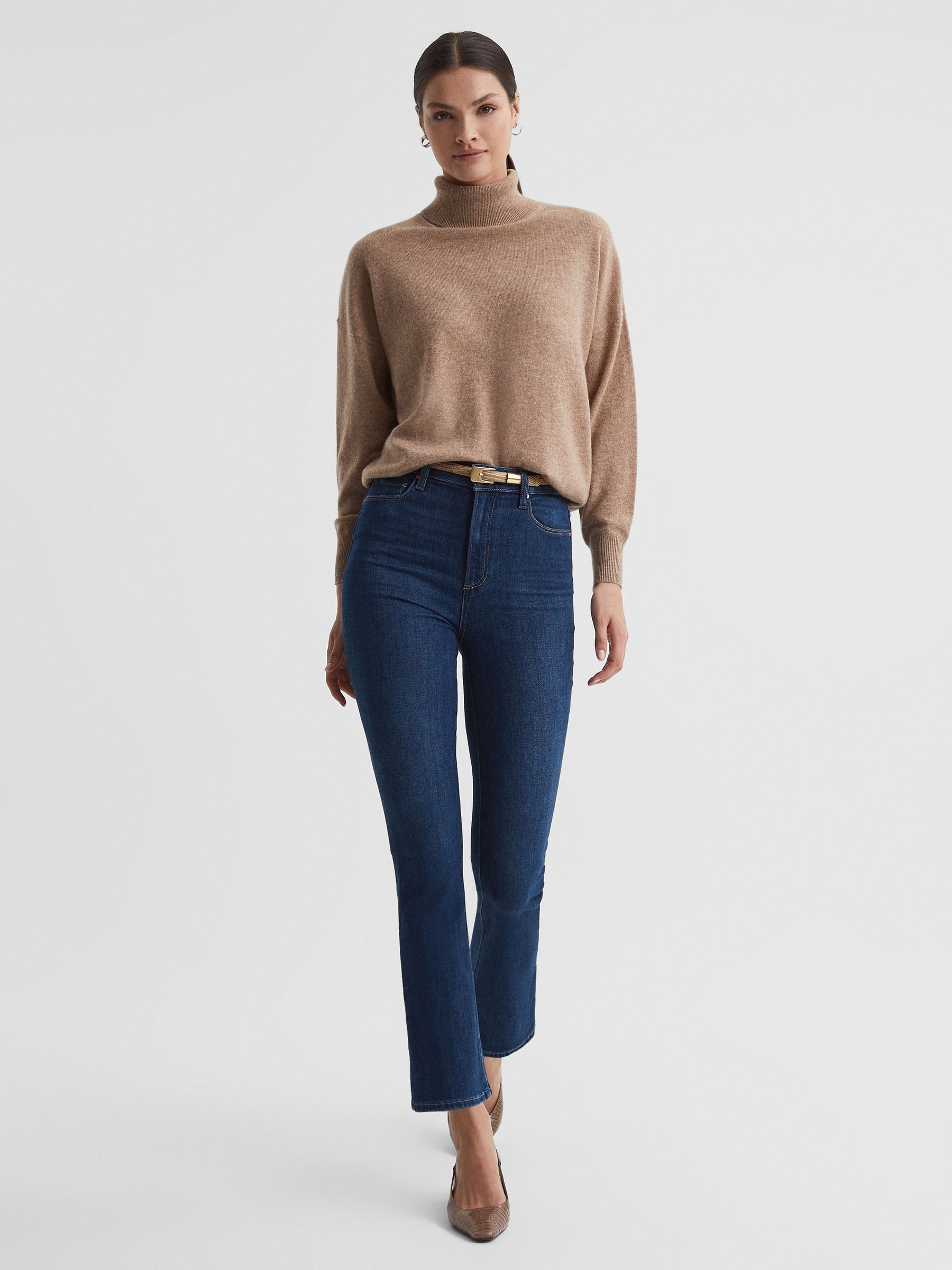 Paige High Rise Flared Jeans in Timeless Blue - Image 3 of 6