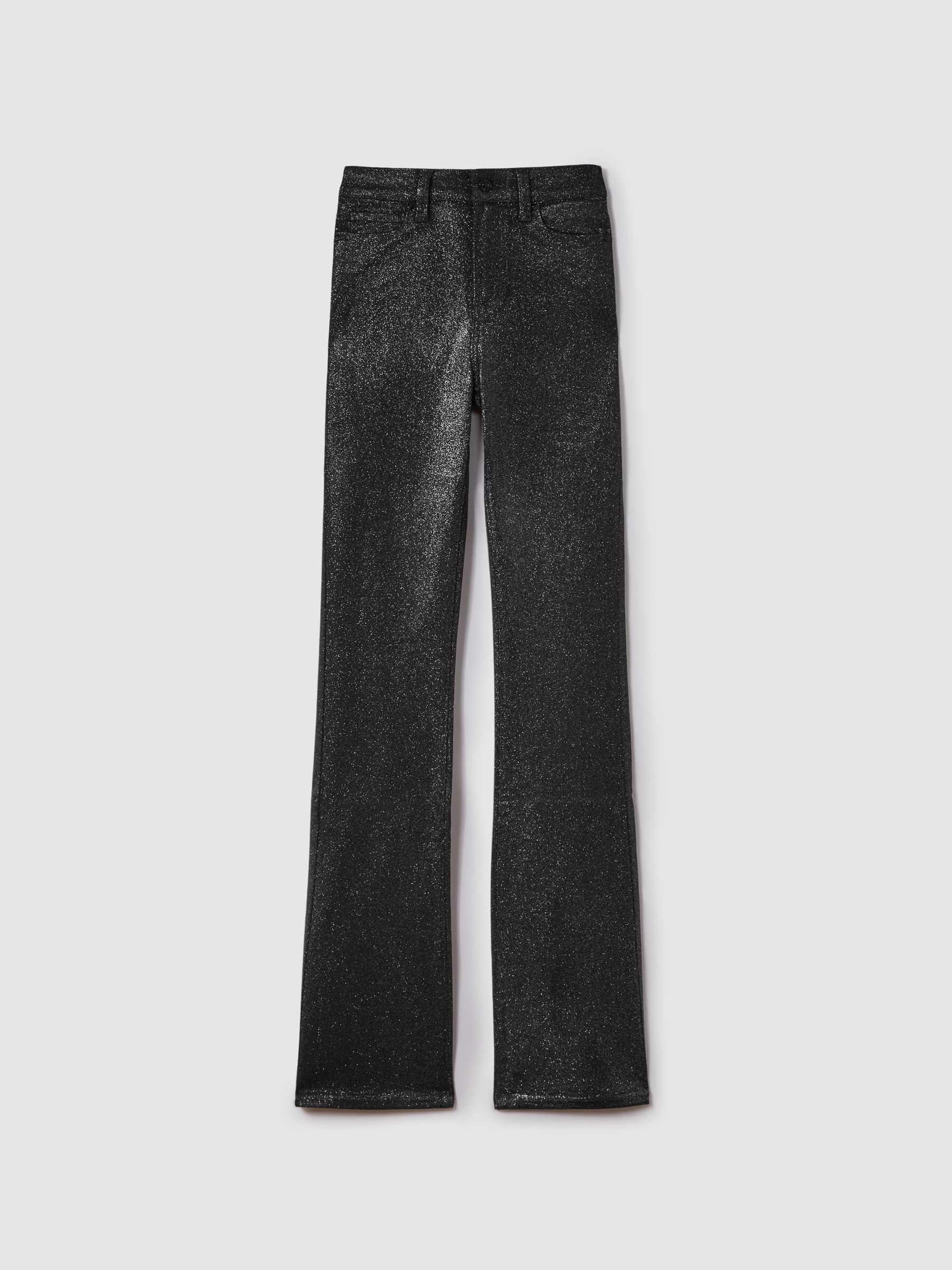 Paige High Rise Sparkly Trousers in Black/Silver - Image 2 of 6