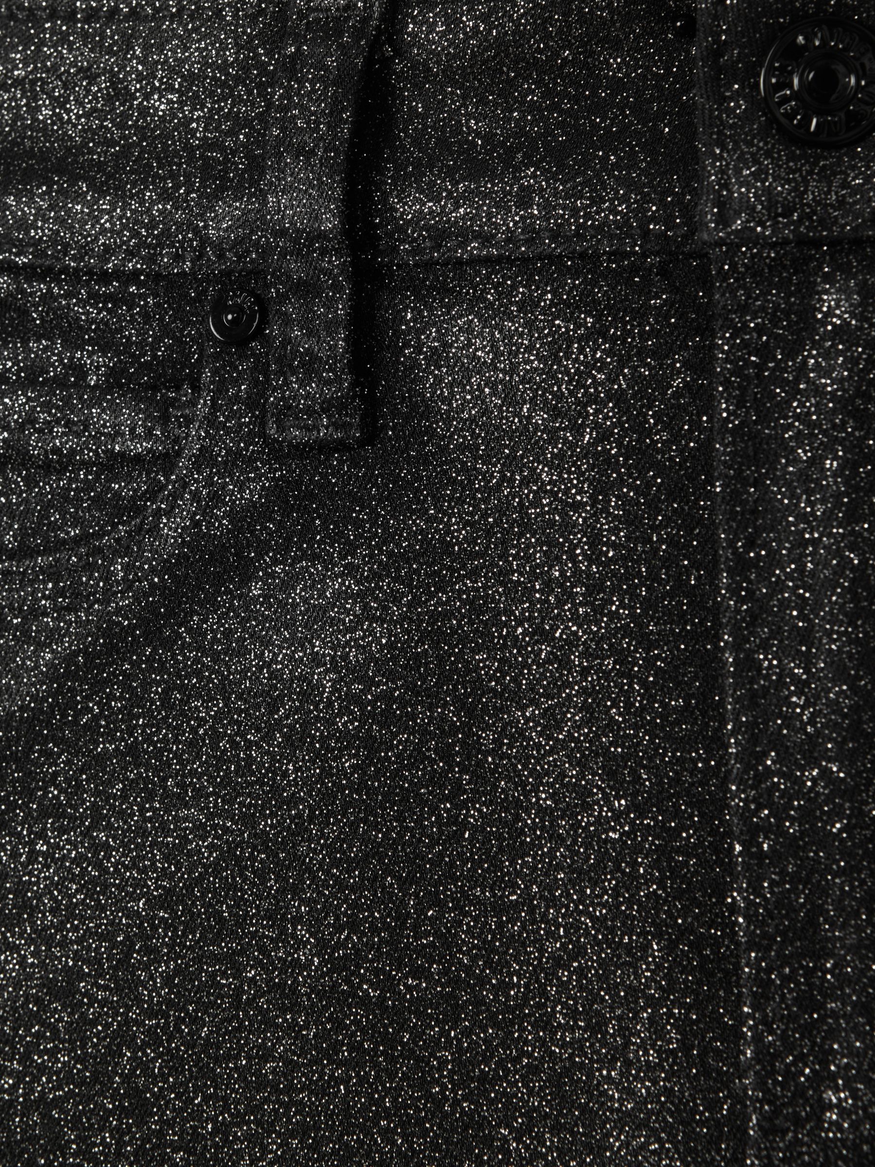 Paige High Rise Sparkly Trousers in Black/Silver - Image 6 of 6