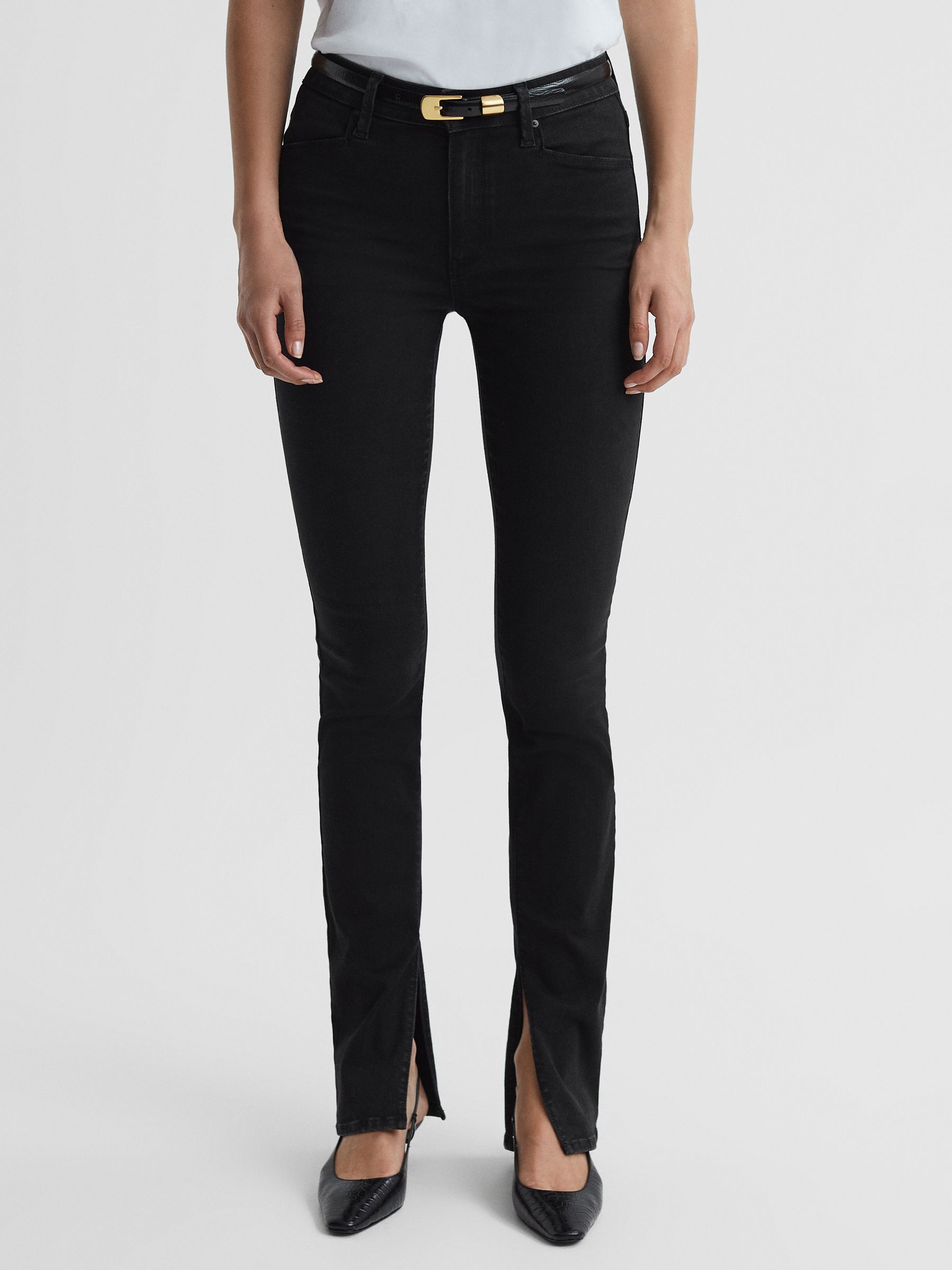 Paige Slim Fit Split Hem Jeans in Slater - Image 1 of 6