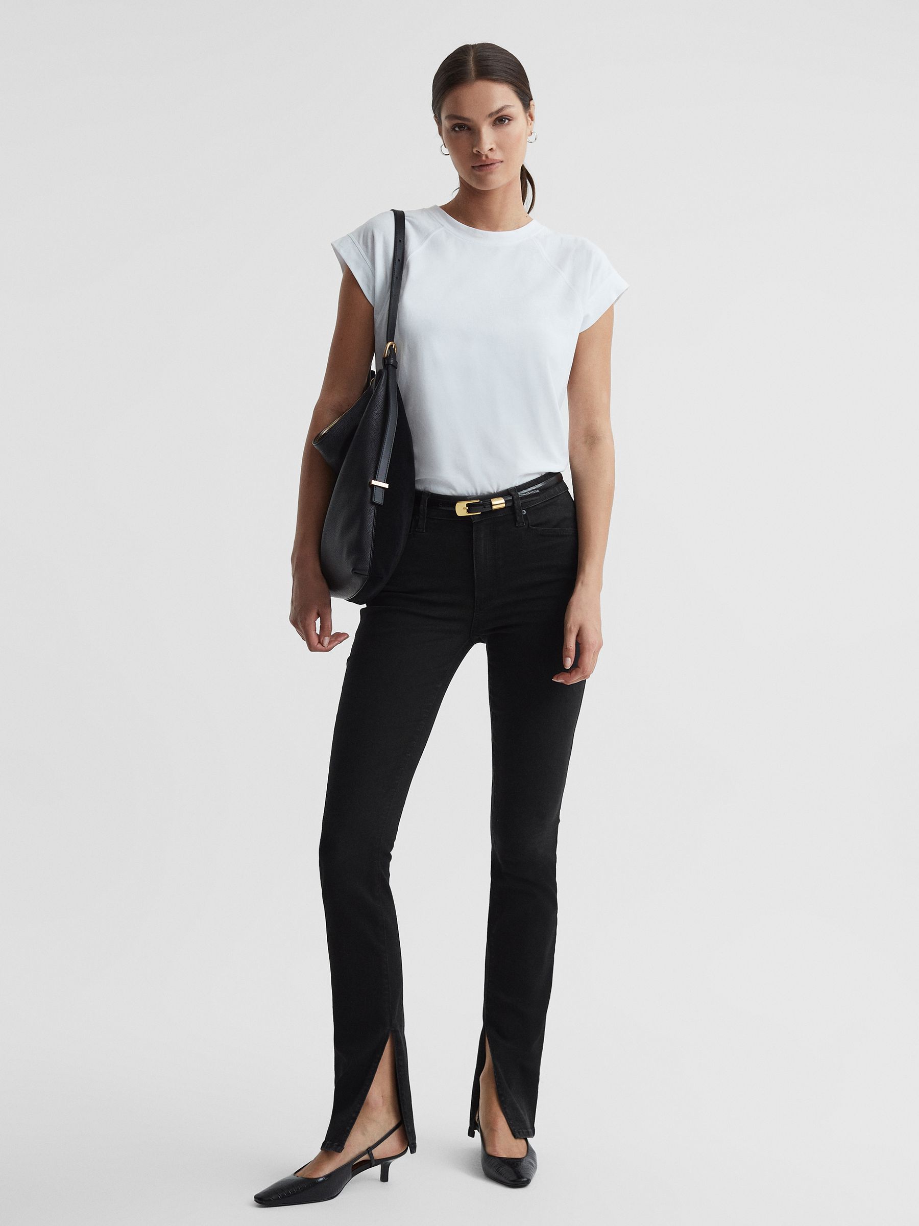 Paige Slim Fit Split Hem Jeans in Slater - Image 3 of 6