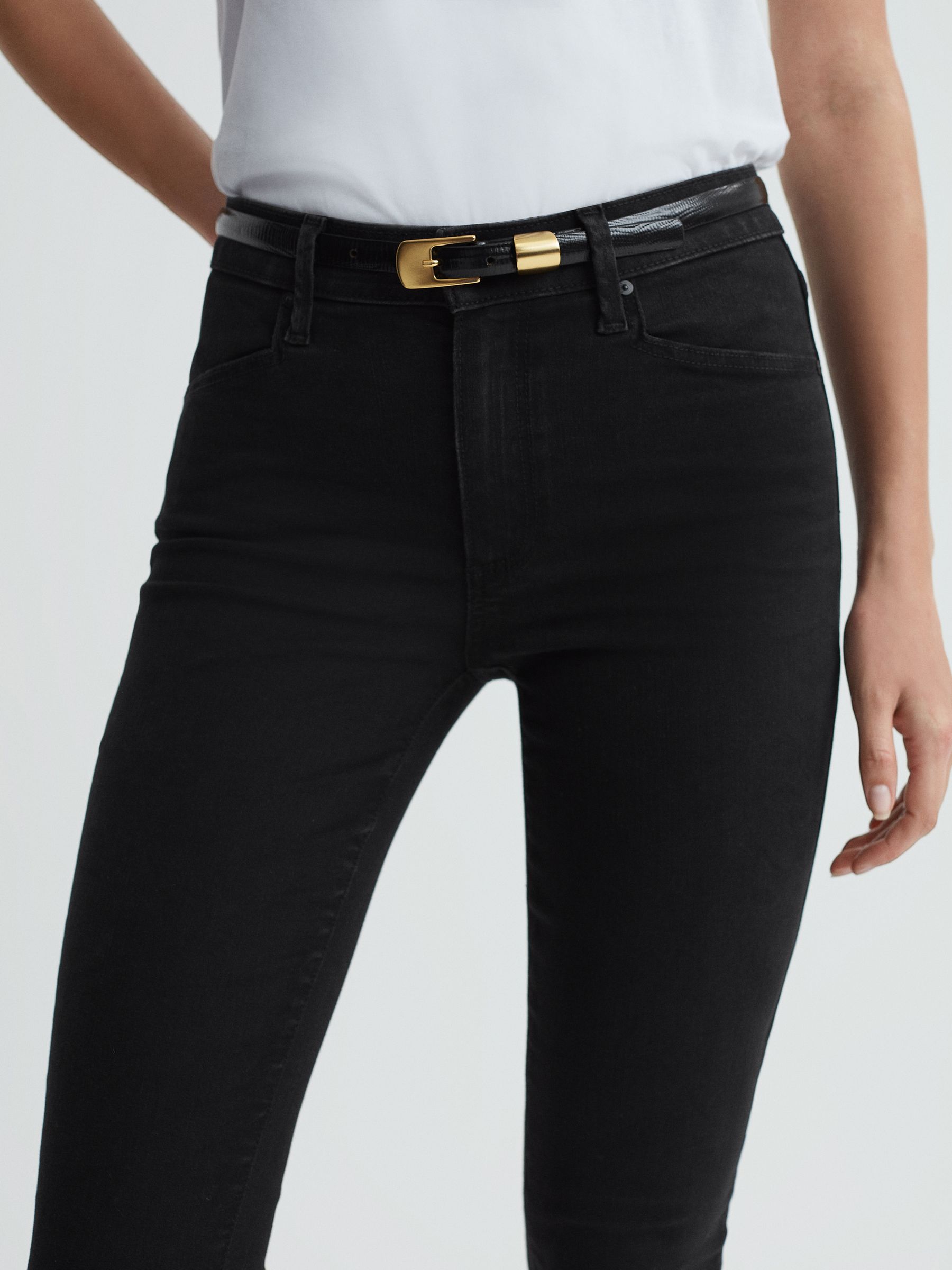 Paige Slim Fit Split Hem Jeans in Slater - Image 4 of 6