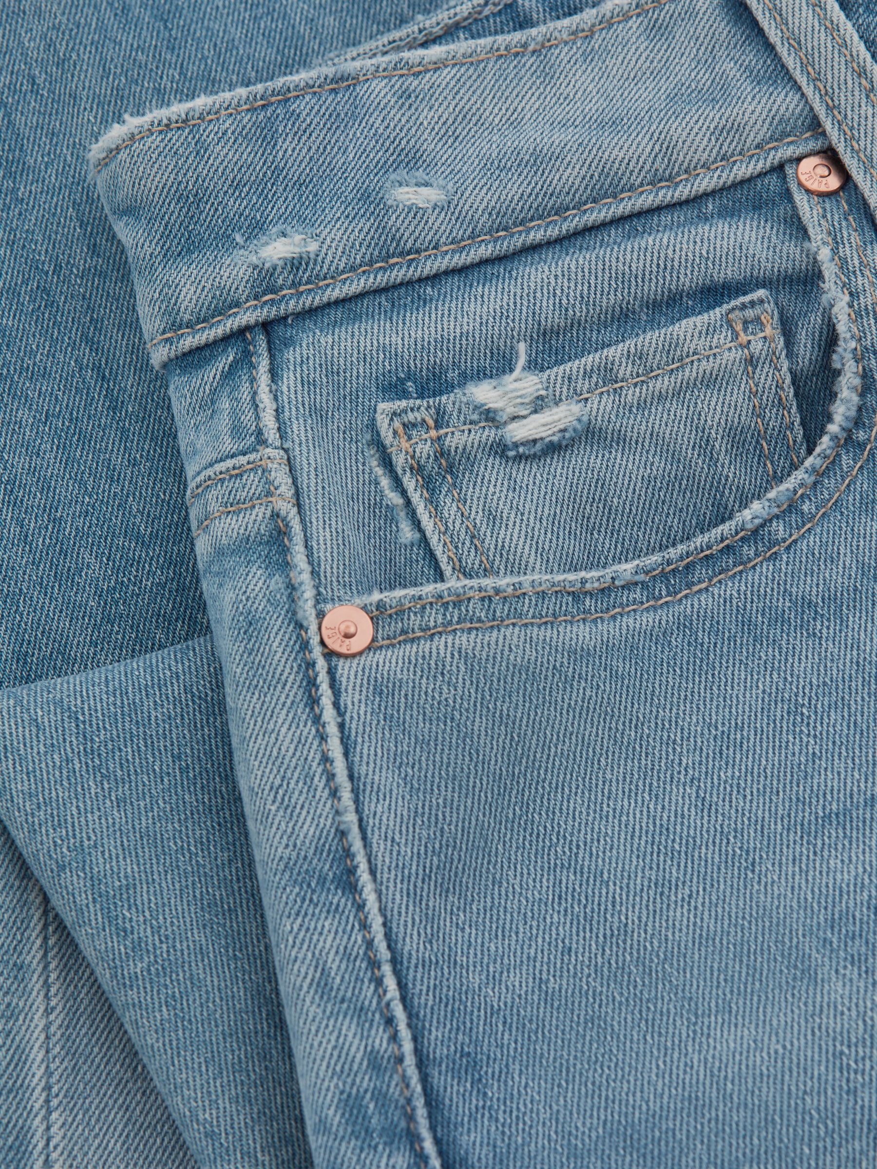 Paige High Rise Distressed Flared Jeans in Nightingale Blue - Image 6 of 6