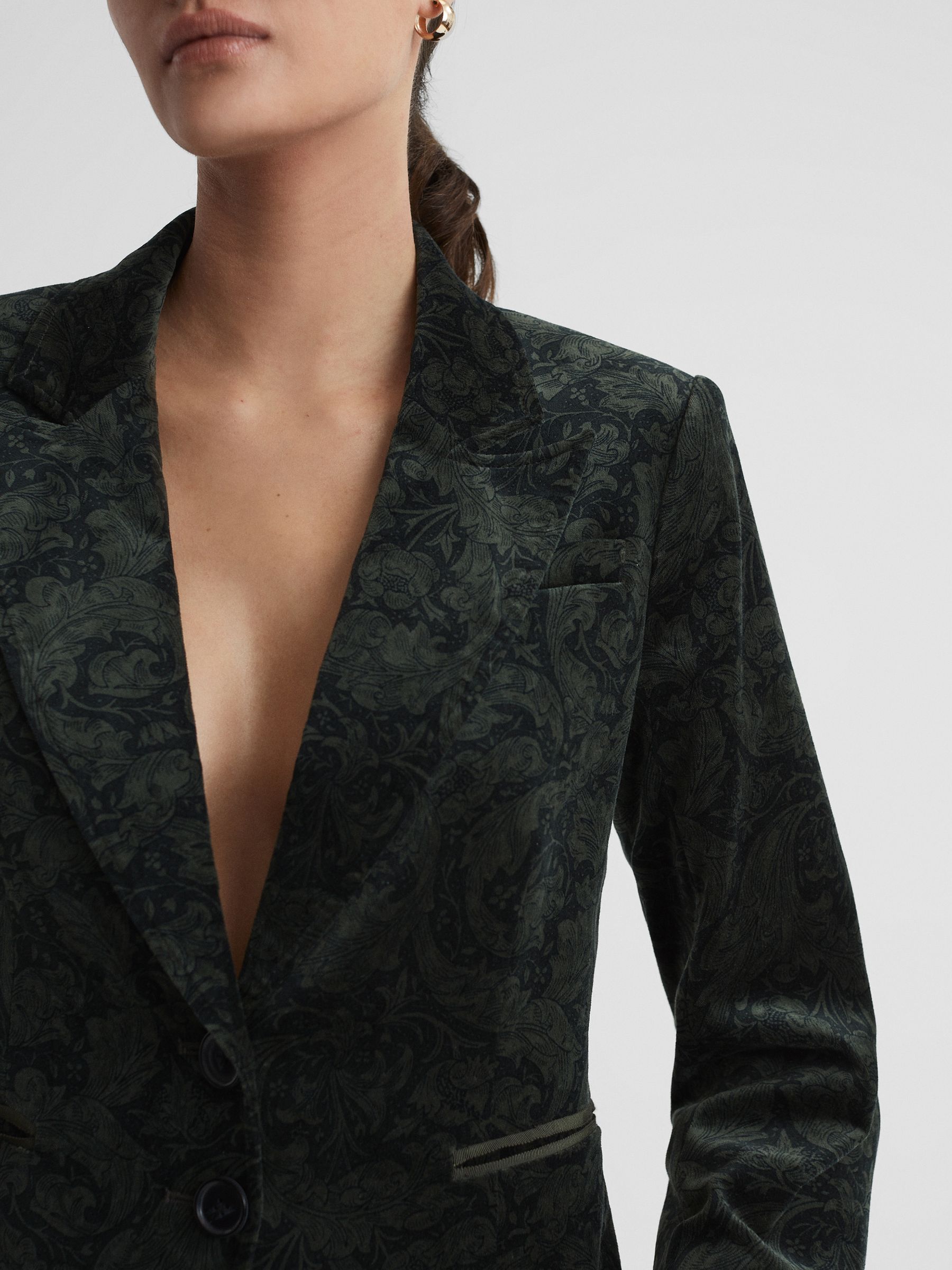 Paige Velvet Single Breasted Blazer in Dark Forest - Image 4 of 6