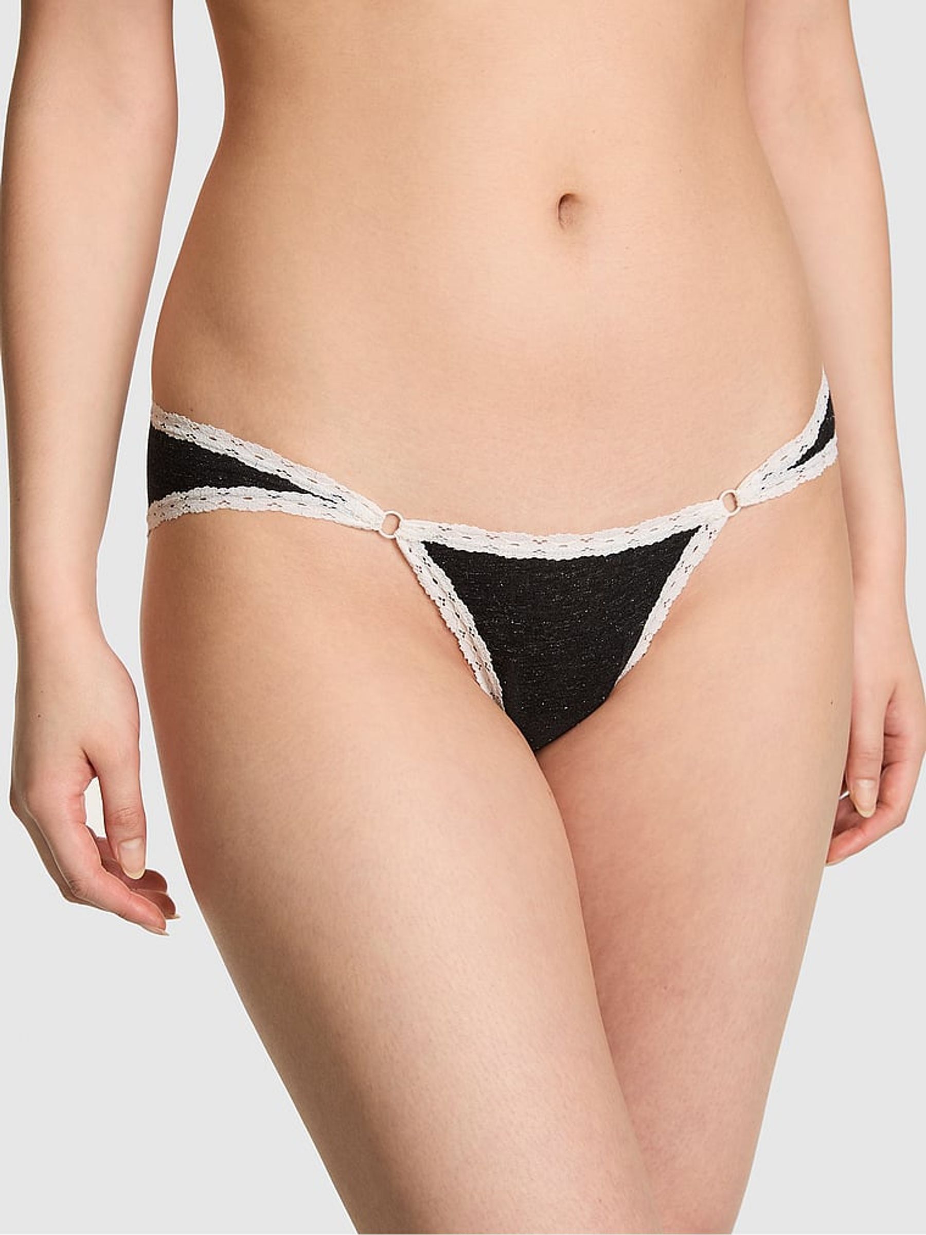 Charcoal Heather Grey Cheeky Cotton Heather Lace Trim Knickers - Image 1 of 2