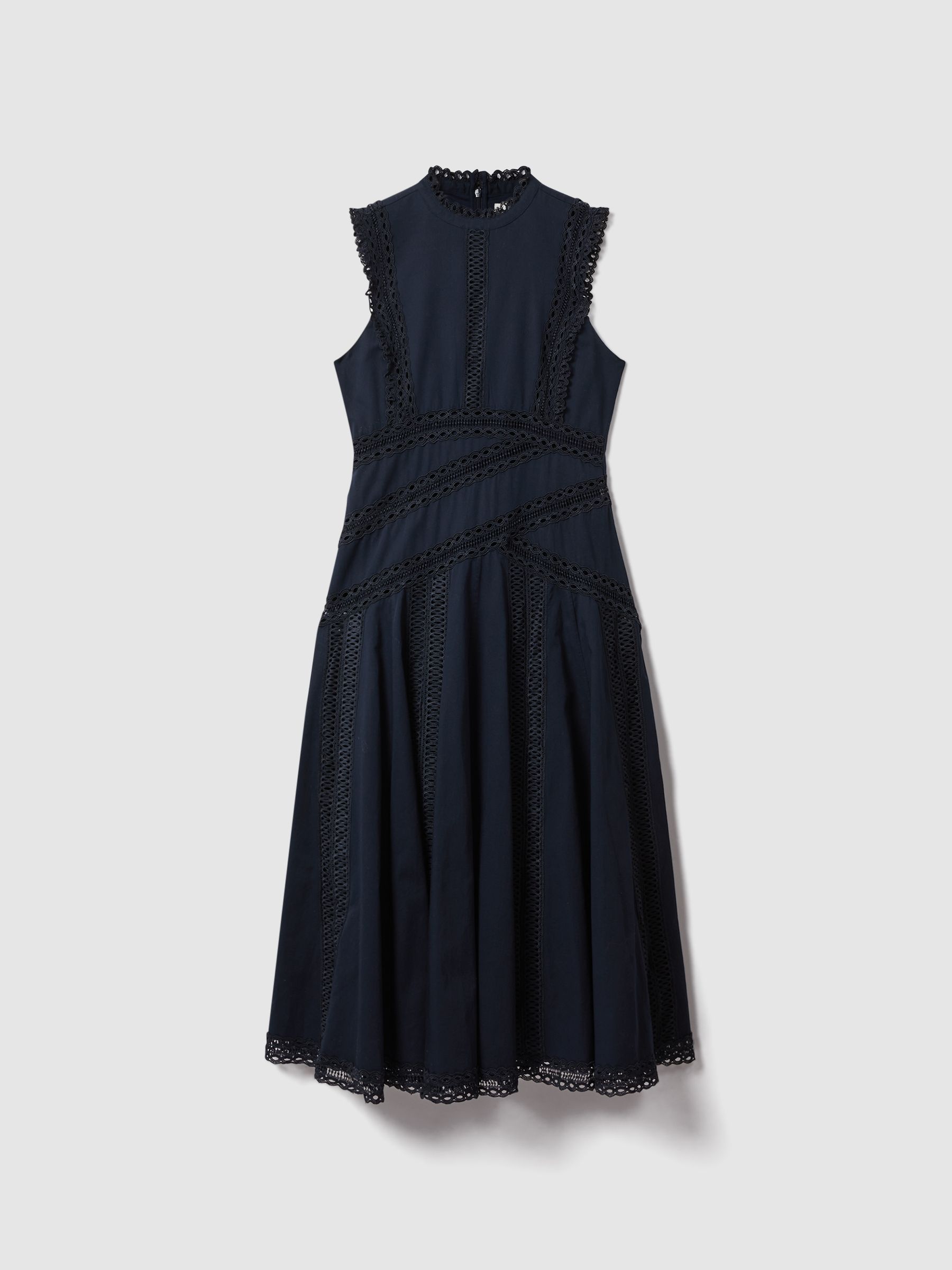 Florere Cotton Lace Midi Dress in Navy - Εικόνα 2 από 7 Florere Cotton Lace Midi Dress in Navy - Εικόνα 2 από 7