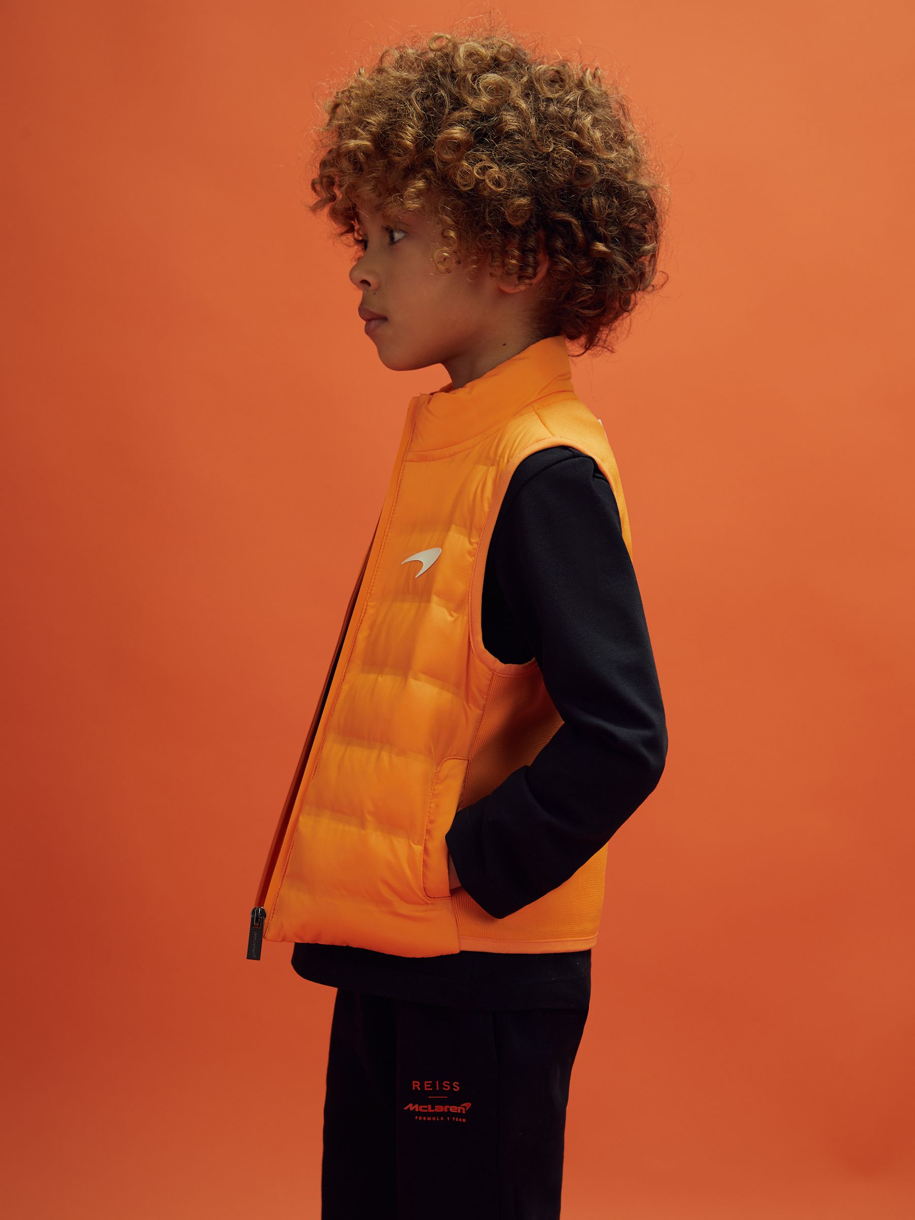 9-13 yrs McLaren F1 Hybrid Quilt and Knit Gilet in Papaya - Image 6 of 12