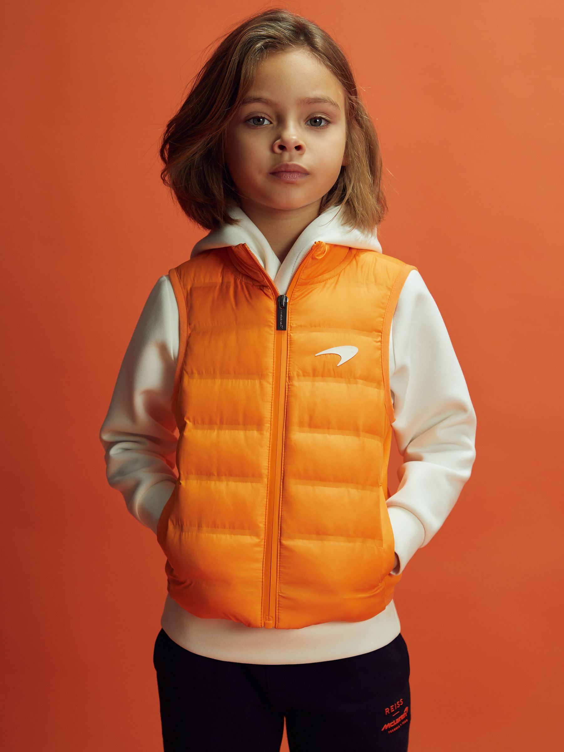 9-13 yrs McLaren F1 Hybrid Quilt and Knit Gilet in Papaya - Image 7 of 12
