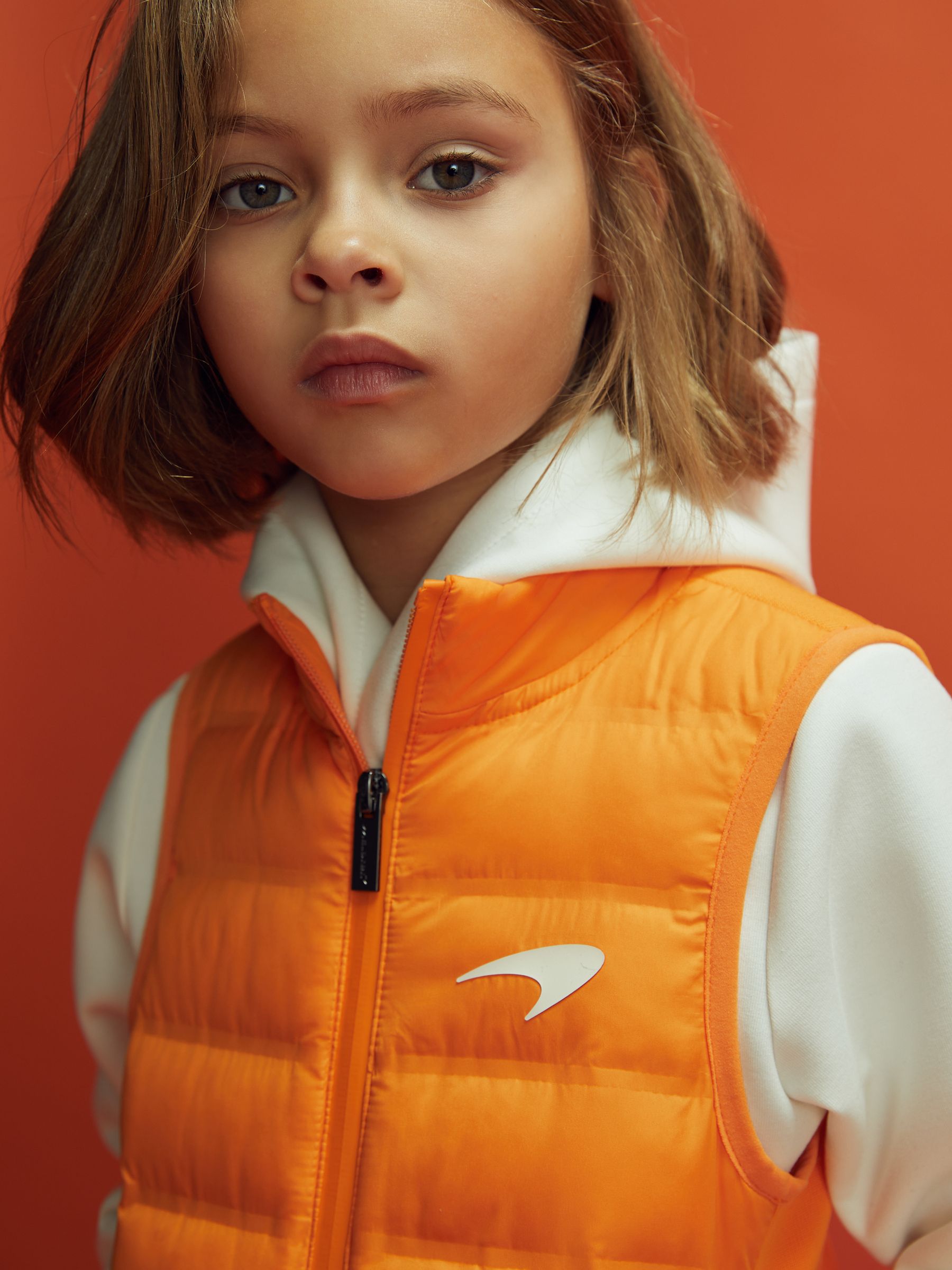 9-13 yrs McLaren F1 Hybrid Quilt and Knit Gilet in Papaya - Image 8 of 12