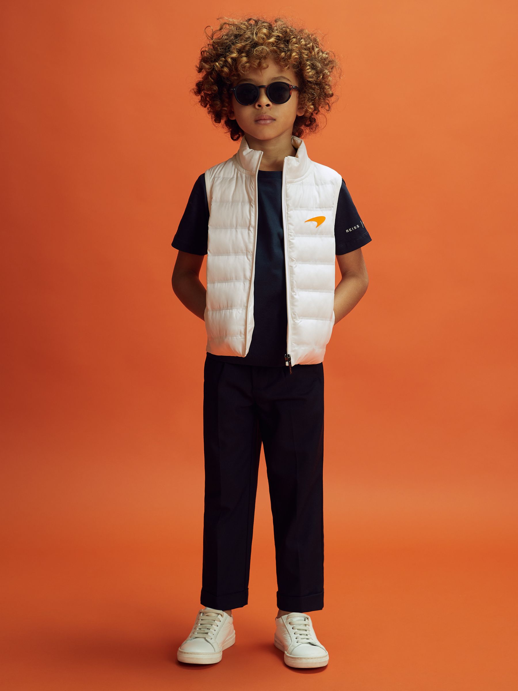 9-13 yrs McLaren F1 Hybrid Quilt and Knit Gilet in White - Image 3 of 12