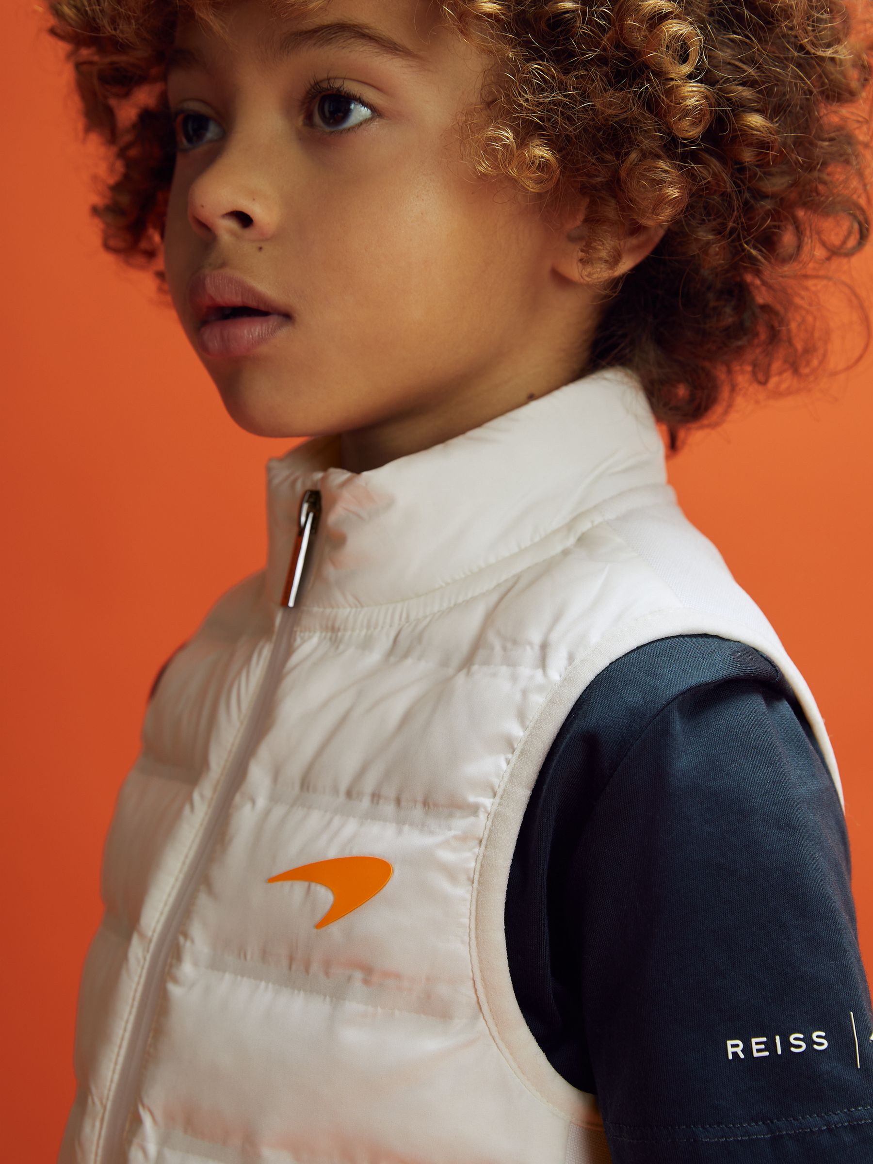 9-13 yrs McLaren F1 Hybrid Quilt and Knit Gilet in White - Image 4 of 12