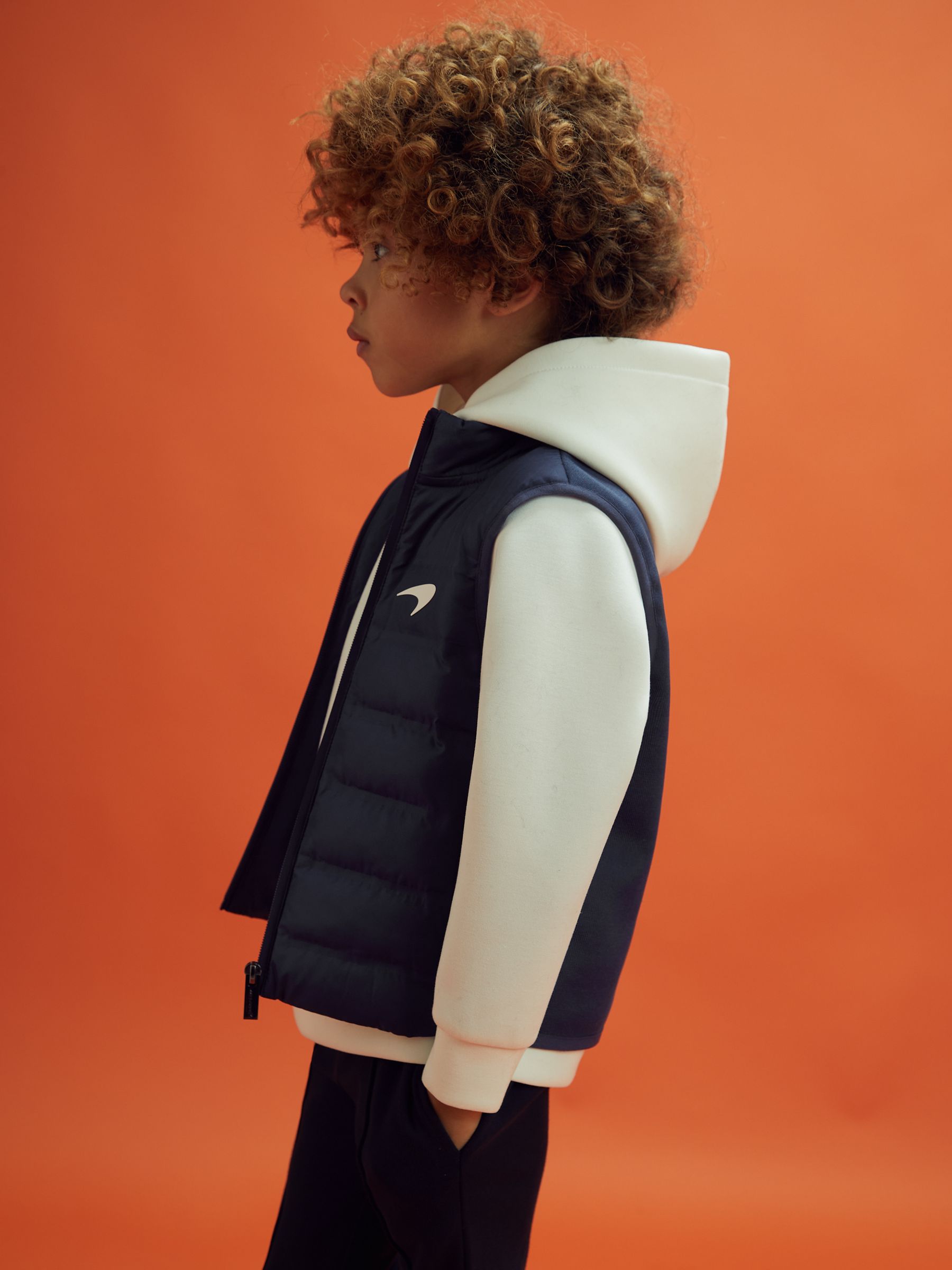 9-13 yrs McLaren F1 Hybrid Quilt and Knit Gilet in Airforce Blue - Image 5 of 12