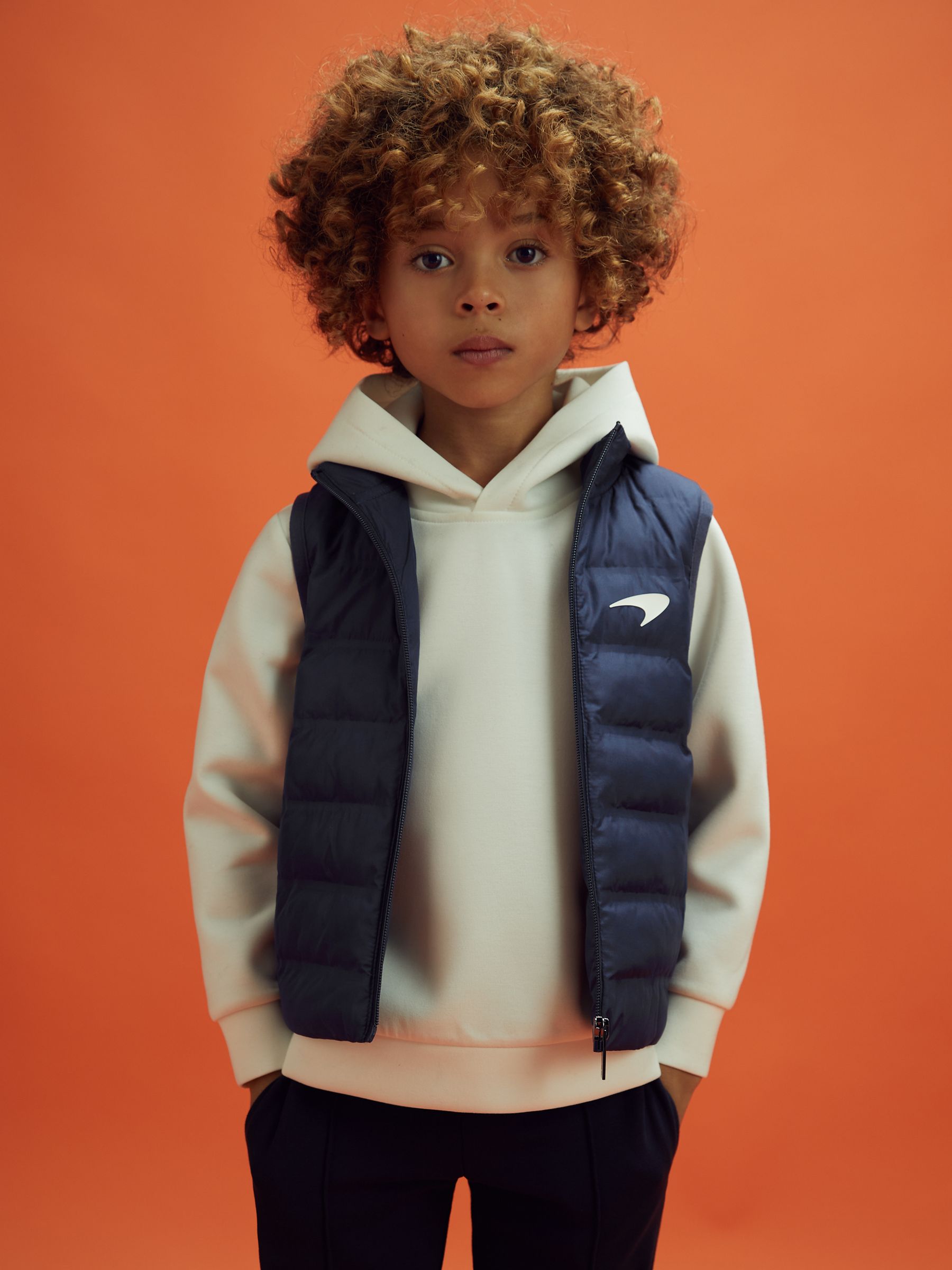 9-13 yrs McLaren F1 Hybrid Quilt and Knit Gilet in Airforce Blue - Image 7 of 12
