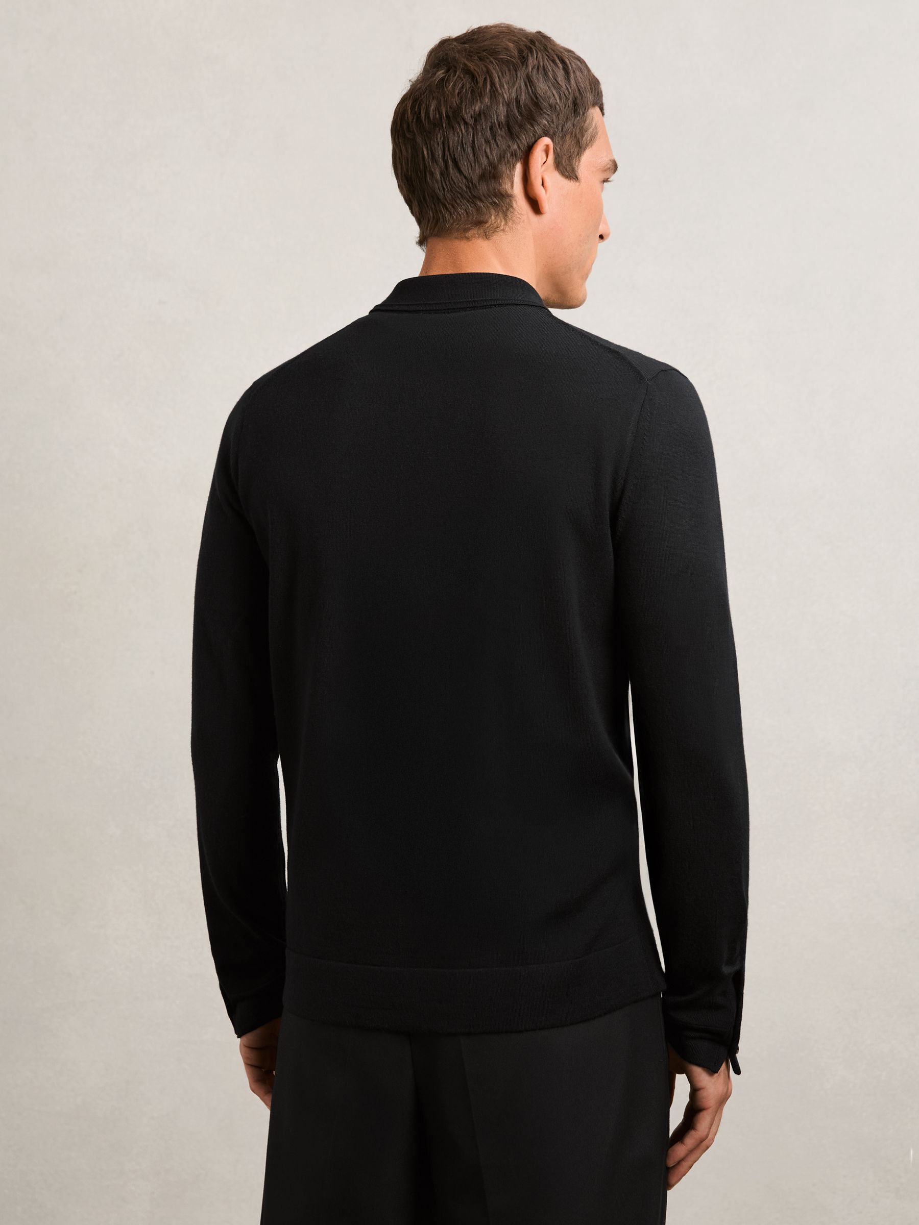 Merino Wool Button-Through Cardigan in Black - image 3