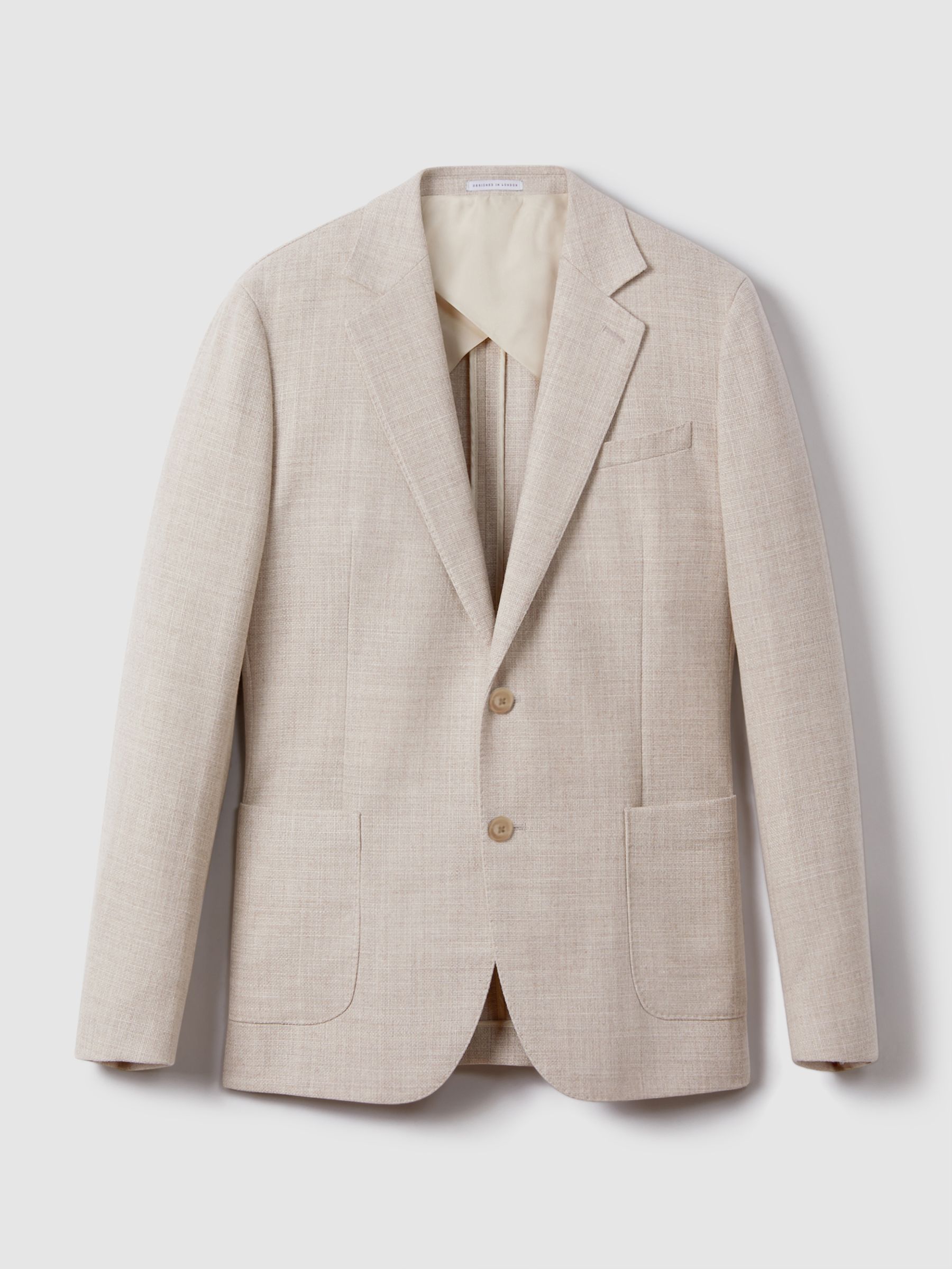 Attire Stone Slim Fit Textured Wool Blend Single Breasted Blazer - Image 2 of 6